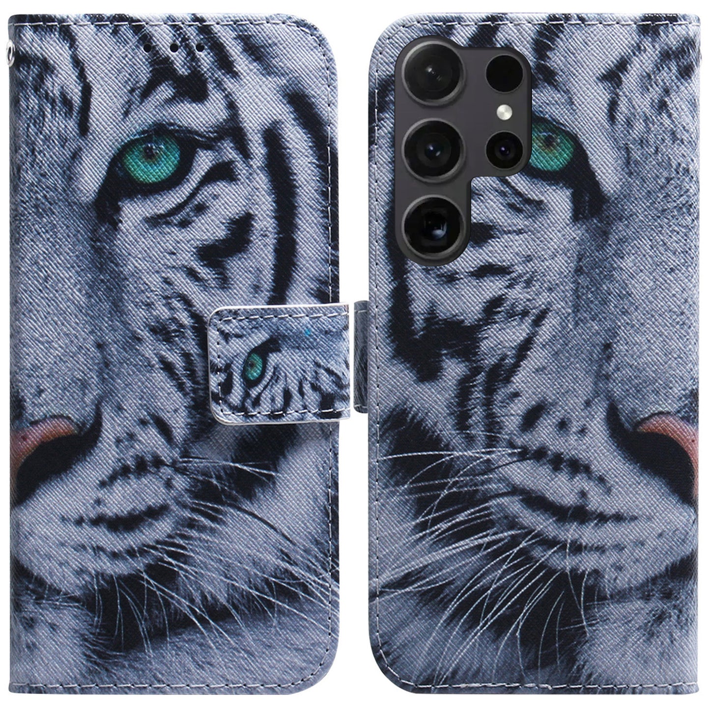For Samsung Galaxy S24 Ultra Case Pattern Printing Wallet Phone Cover - Tiger