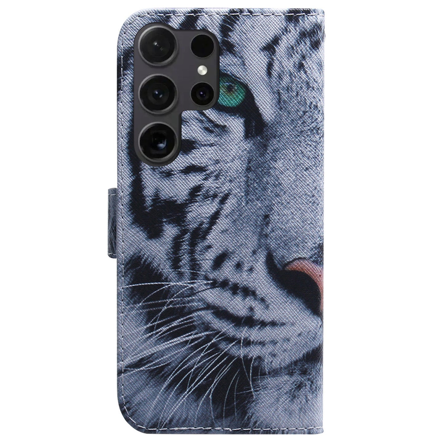 For Samsung Galaxy S24 Ultra Case Pattern Printing Wallet Phone Cover - Tiger