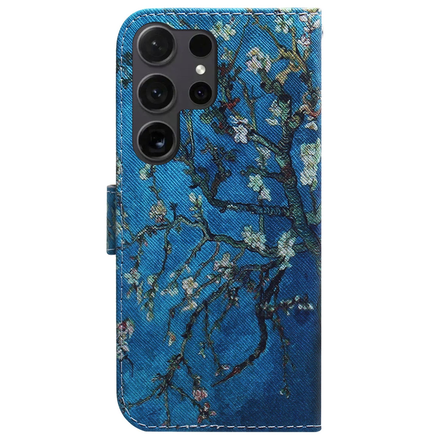 For Samsung Galaxy S24 Ultra Case Pattern Printing Wallet Phone Cover - Apricot Flowers