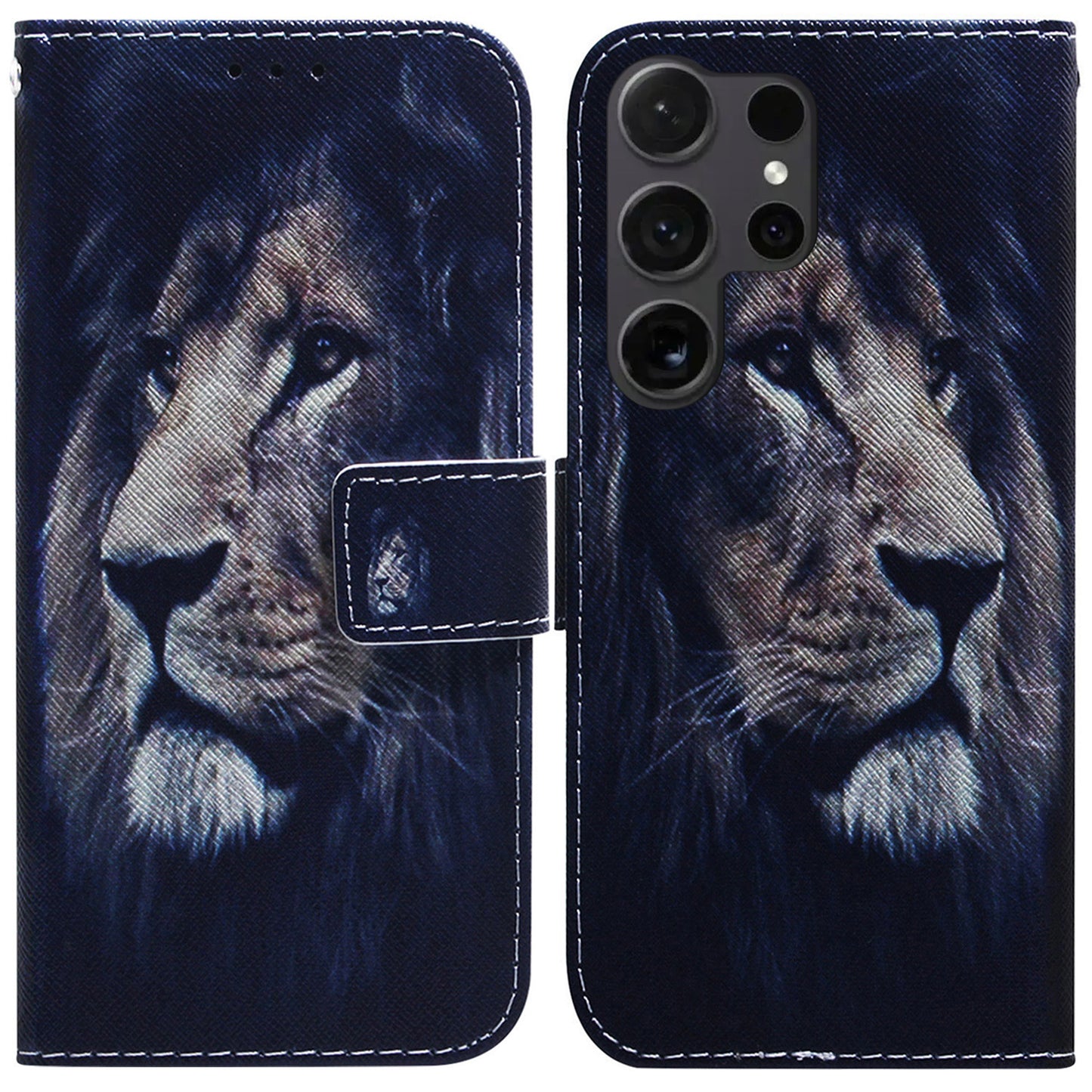 For Samsung Galaxy S24 Ultra Case Pattern Printing Wallet Phone Cover - Lion