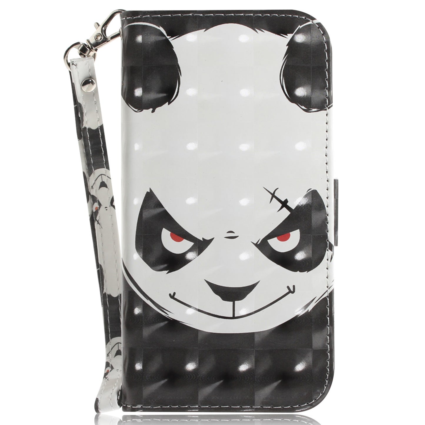 PU Leather Flip Cover for Samsung Galaxy S24 Ultra Case Pattern Printed Anti-Drop Wallet Phone Case with Strap - Angry Panda