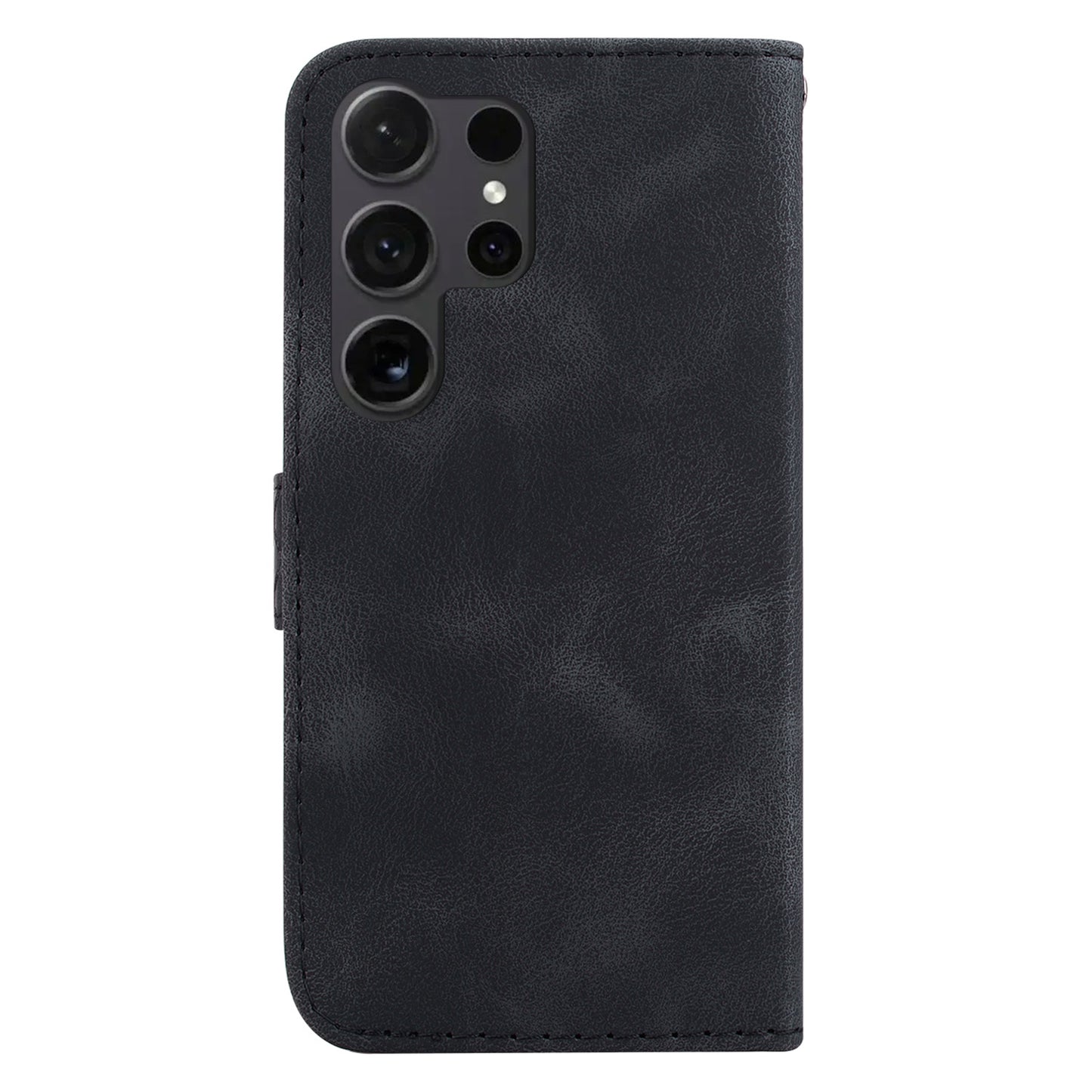 For Samsung Galaxy S24 Ultra Case PU Leather+TPU Imprinted Phone Protection Cover - Black