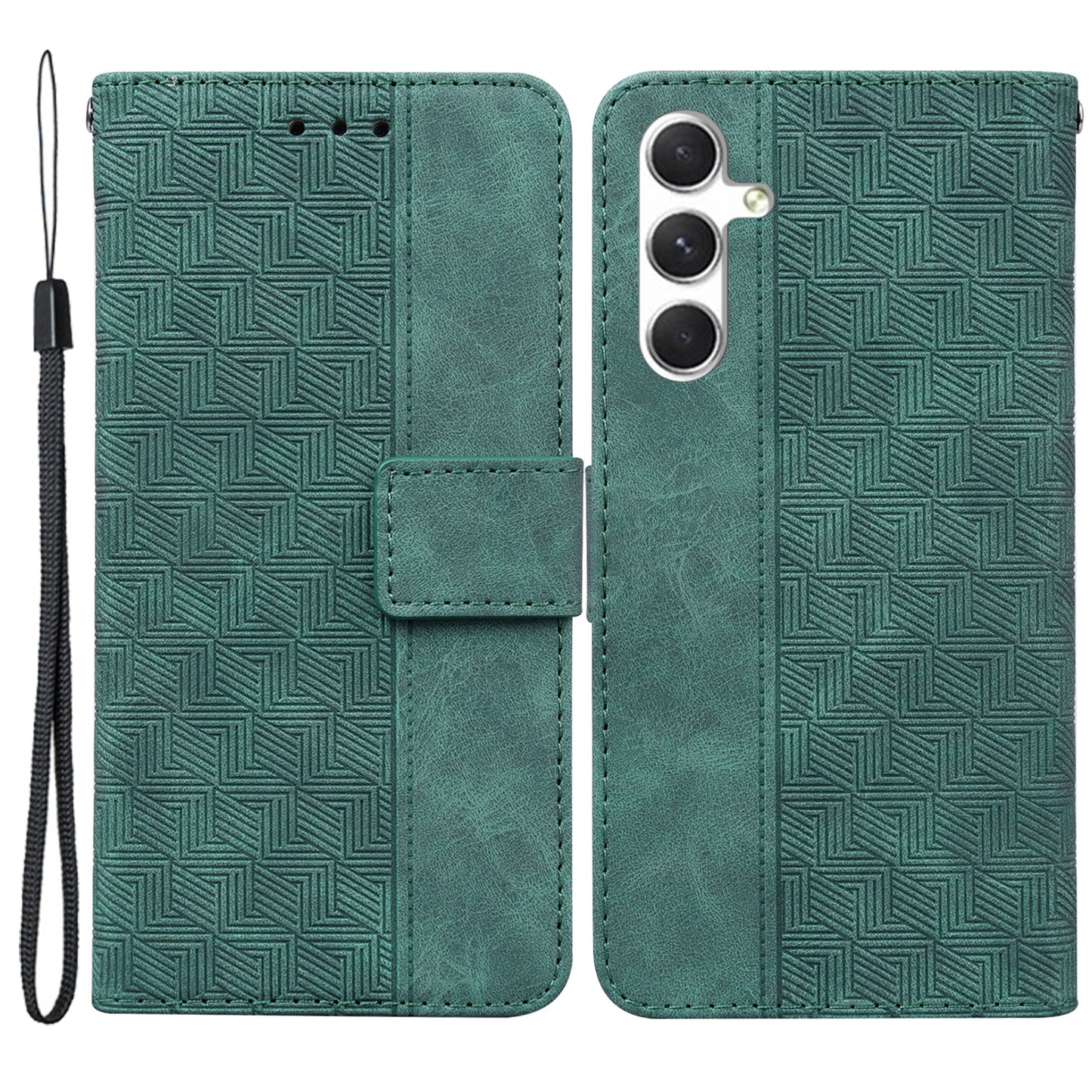 For Samsung Galaxy S24 Case Scratch Resistant Phone Shell Imprinted PU Leather Cover - Green