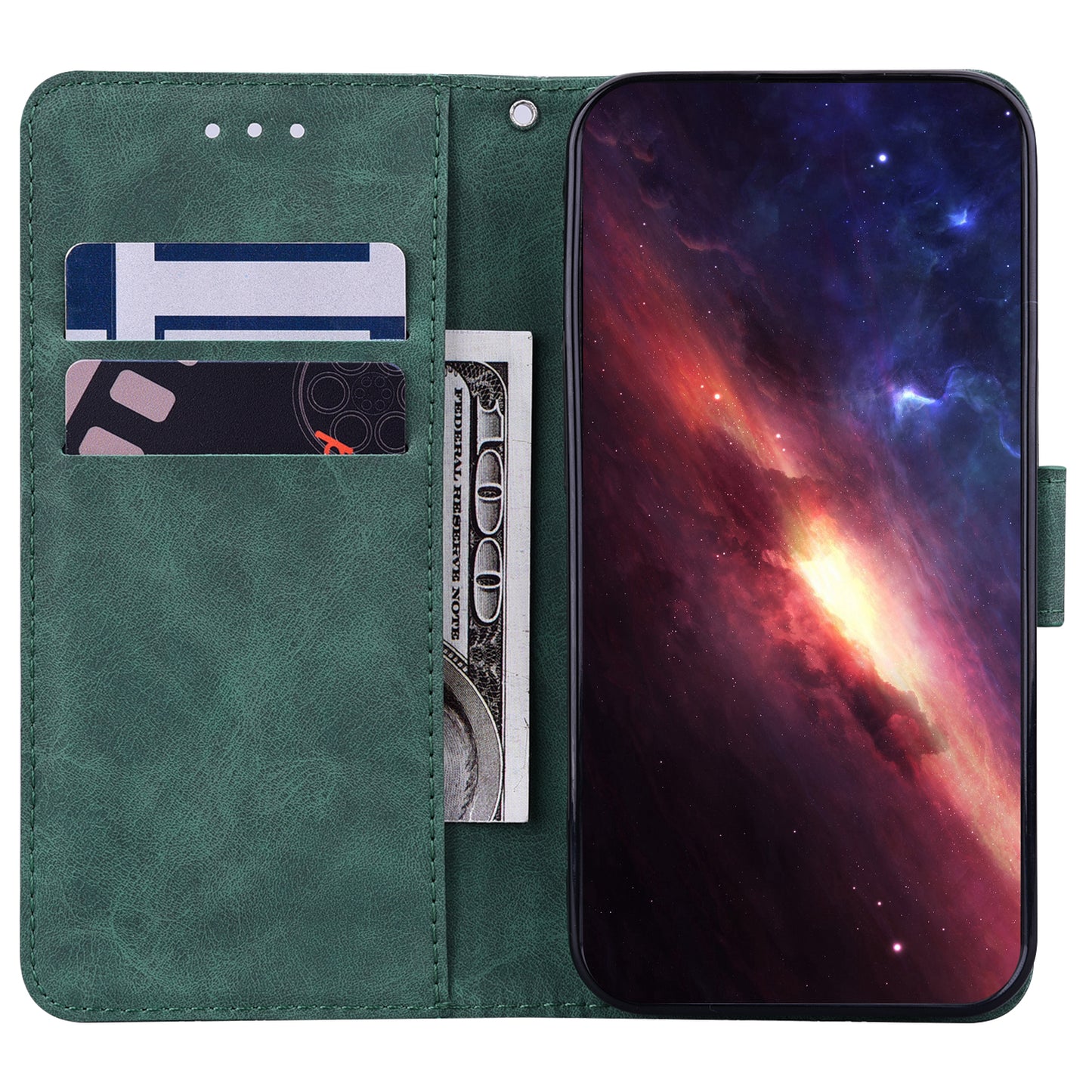 For Samsung Galaxy S24 Case Scratch Resistant Phone Shell Imprinted PU Leather Cover - Green