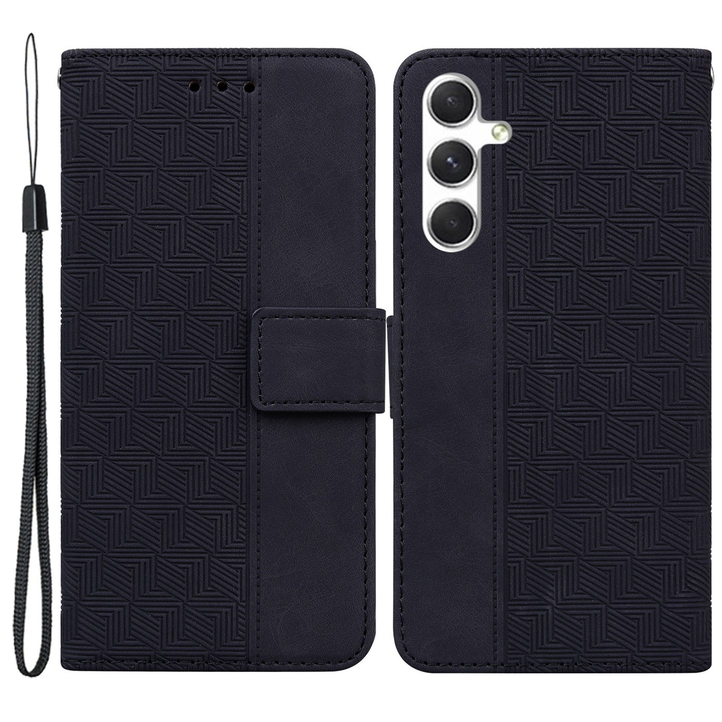 For Samsung Galaxy S24 Case Scratch Resistant Phone Shell Imprinted PU Leather Cover - Black