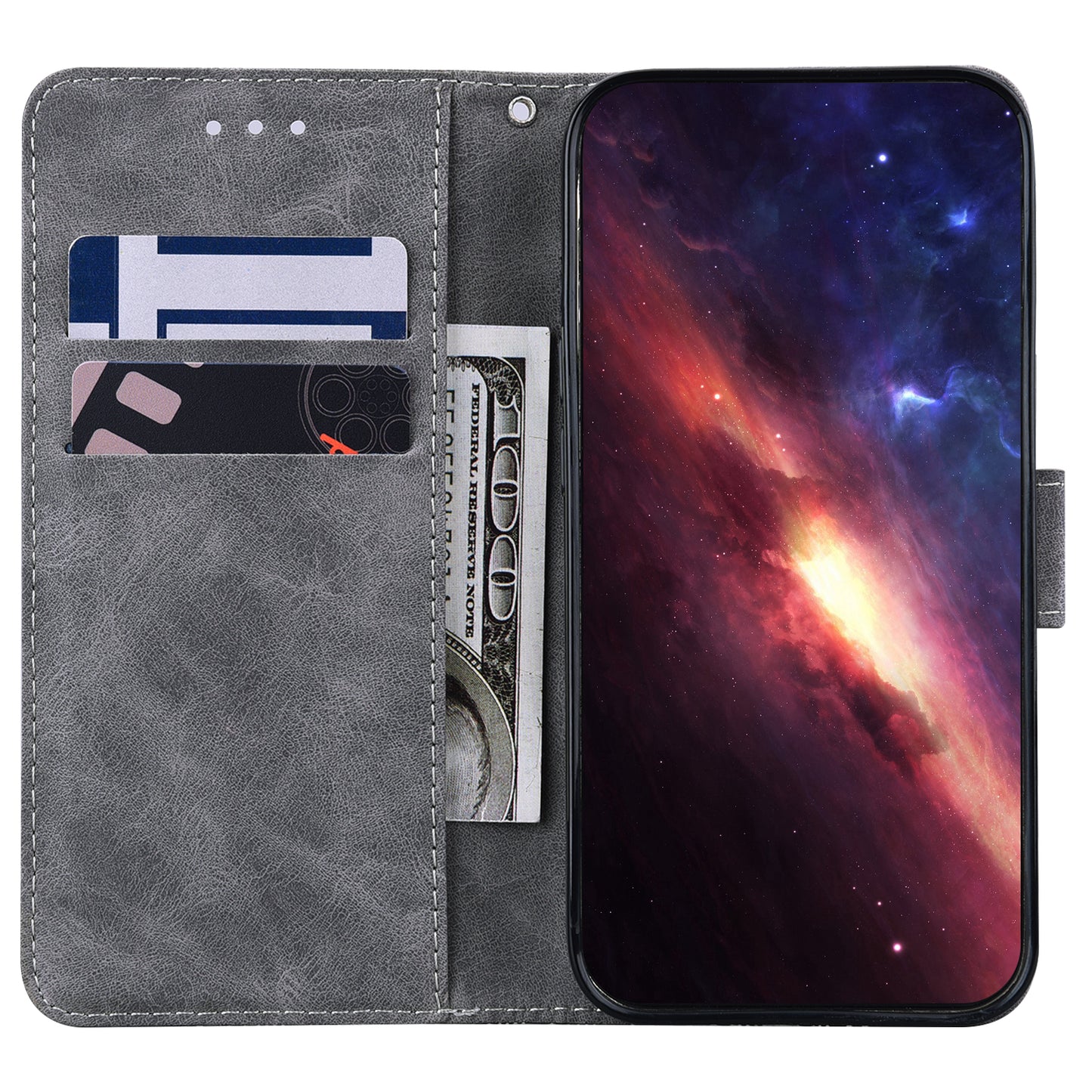 For Samsung Galaxy S24 Case Scratch Resistant Phone Shell Imprinted PU Leather Cover - Grey