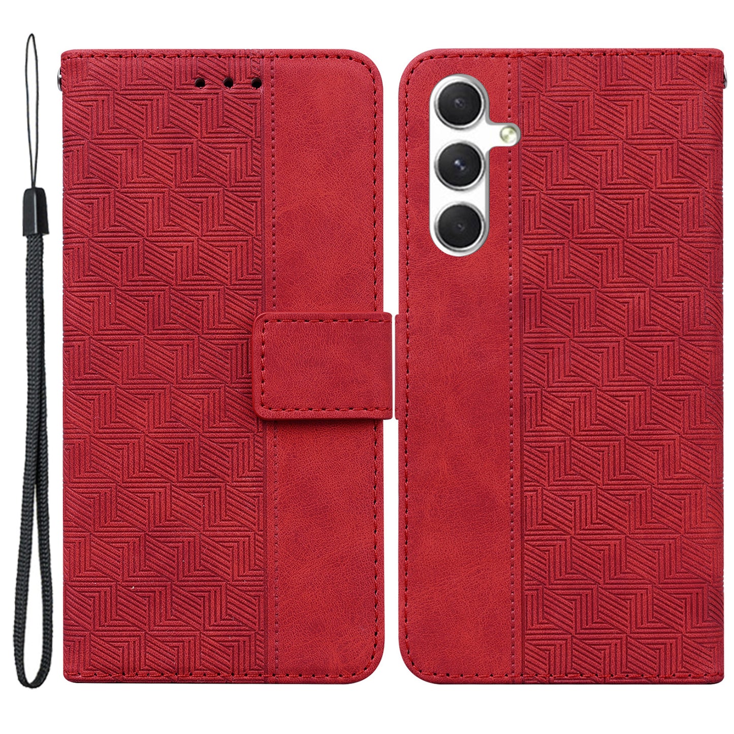For Samsung Galaxy S24 Case Scratch Resistant Phone Shell Imprinted PU Leather Cover - Red