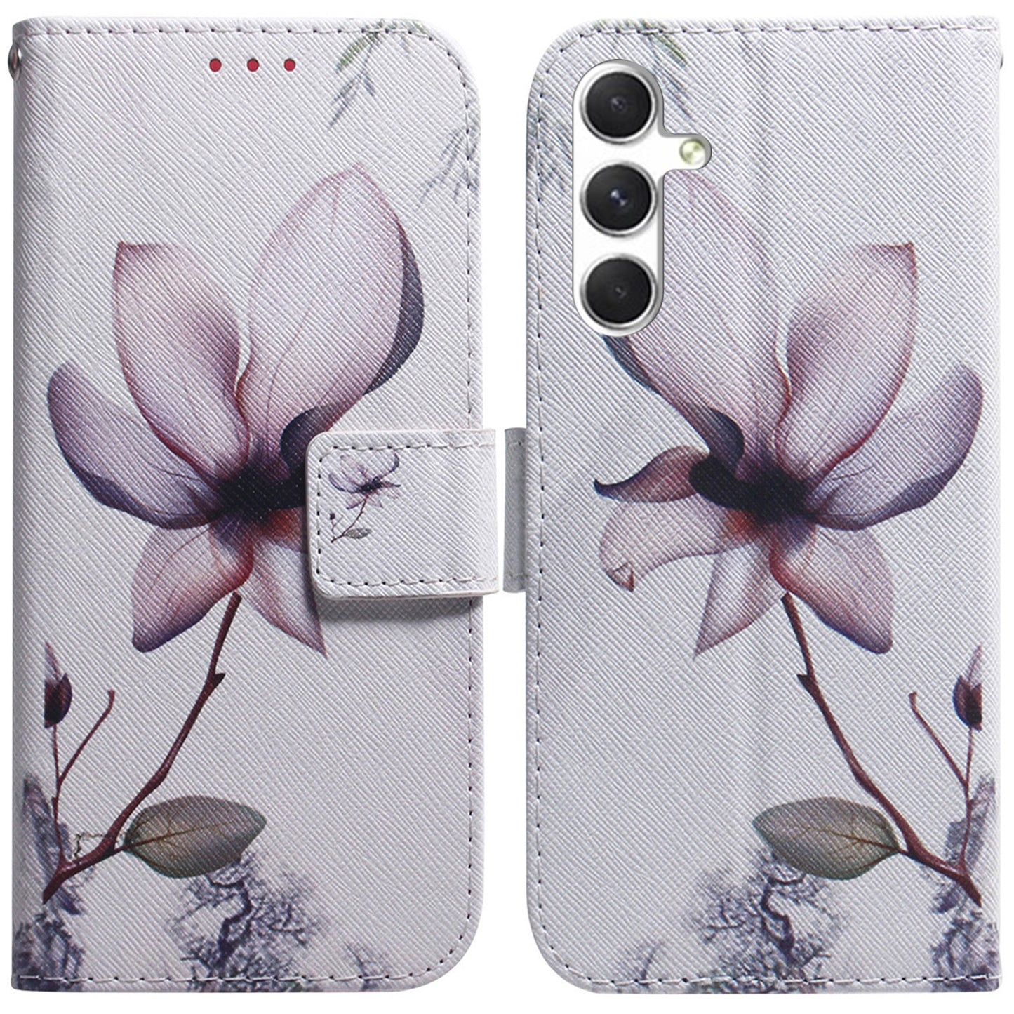 Anti-Drop Wallet Phone Case for Samsung Galaxy S24+ Case Pattern Printed PU Leather Flip Cover - Pink Flower
