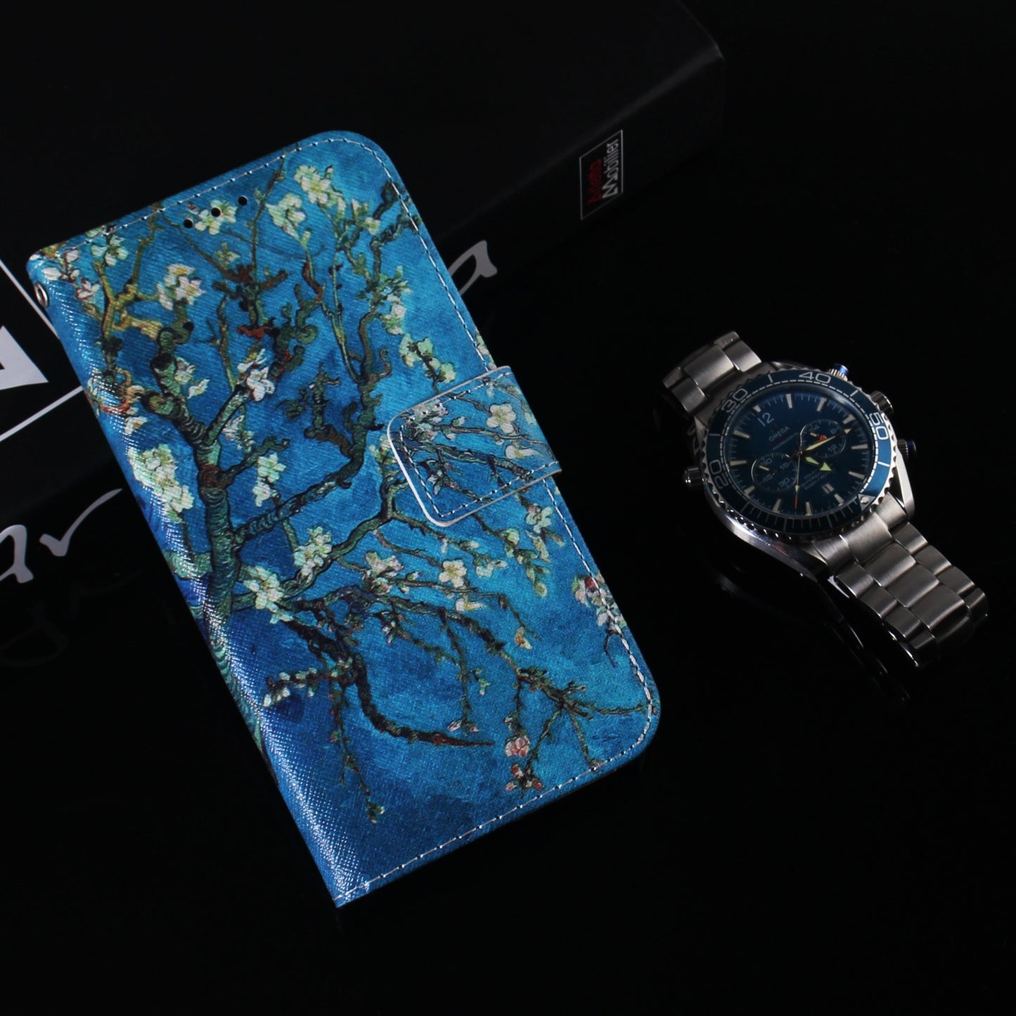 Anti-Drop Wallet Phone Case for Samsung Galaxy S24+ Case Pattern Printed PU Leather Flip Cover - Apricot Flowers