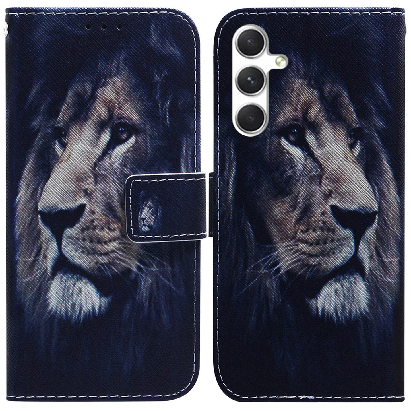 Anti-Drop Wallet Phone Case for Samsung Galaxy S24+ Case Pattern Printed PU Leather Flip Cover - Lion