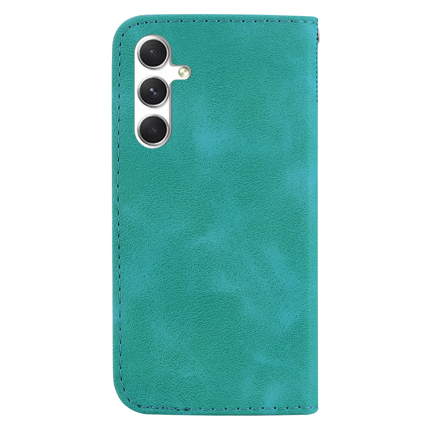 For Samsung Galaxy S24 Case Magnetic Clasp Leather Wallet Imprinted Phone Cover - Green