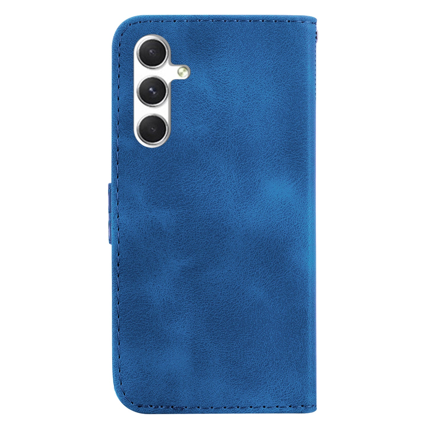 For Samsung Galaxy S24 Case Magnetic Clasp Leather Wallet Imprinted Phone Cover - Dark Blue