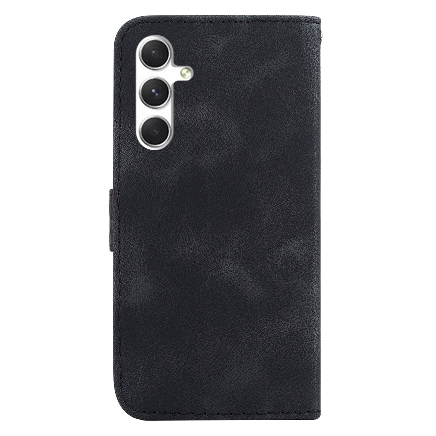 For Samsung Galaxy S24 Case Magnetic Clasp Leather Wallet Imprinted Phone Cover - Black