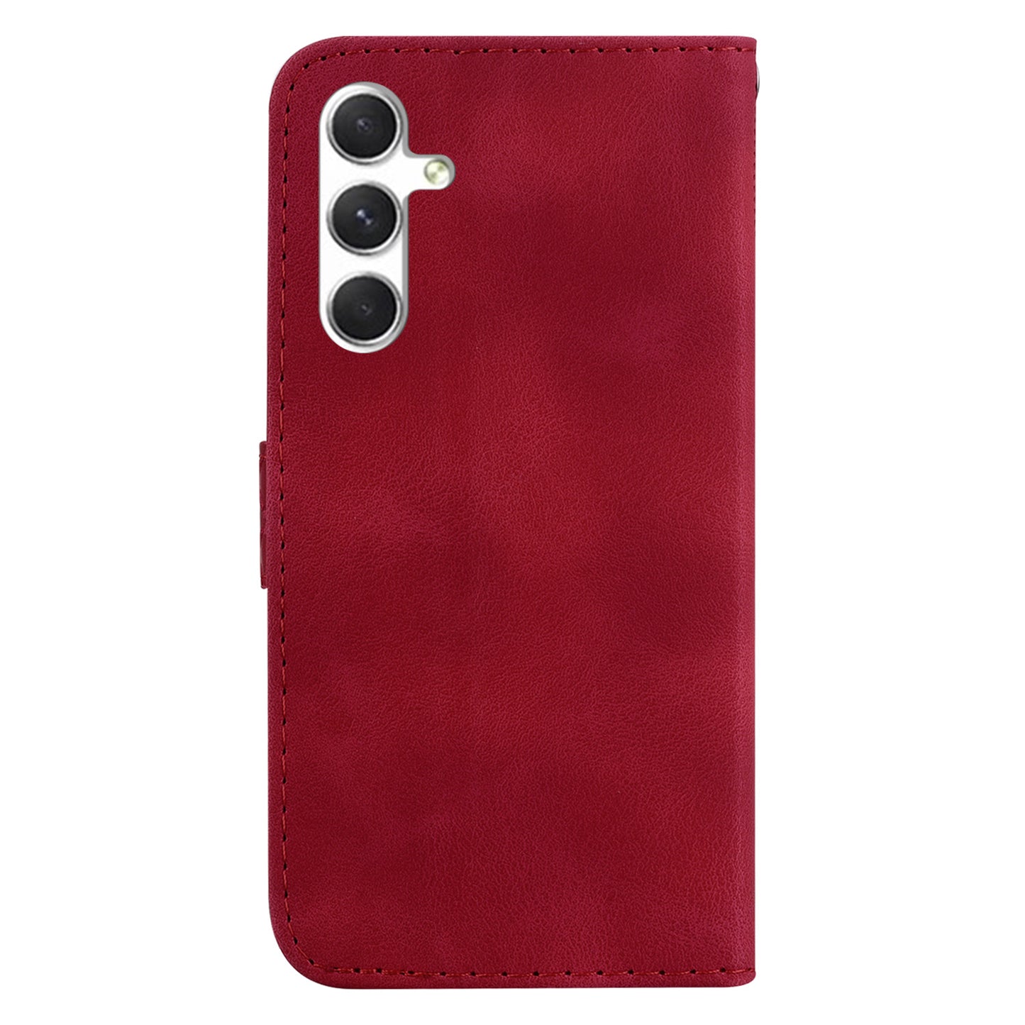 For Samsung Galaxy S24 Case Magnetic Clasp Leather Wallet Imprinted Phone Cover - Red
