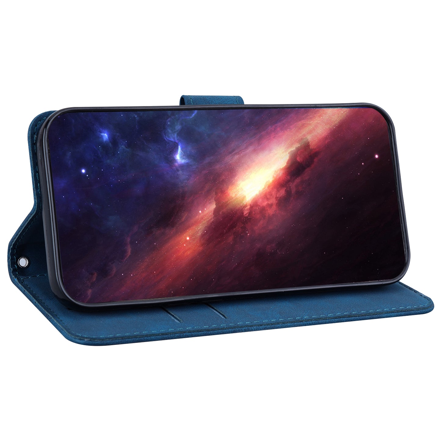 For Samsung Galaxy S24+ Case Imprinted Geometry Stand Wallet Leather Cover - Blue