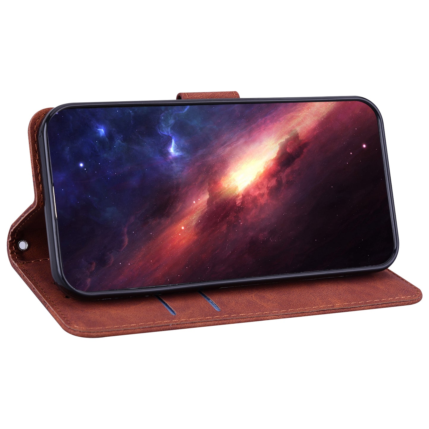 For Samsung Galaxy S24+ Case Imprinted Geometry Stand Wallet Leather Cover - Brown