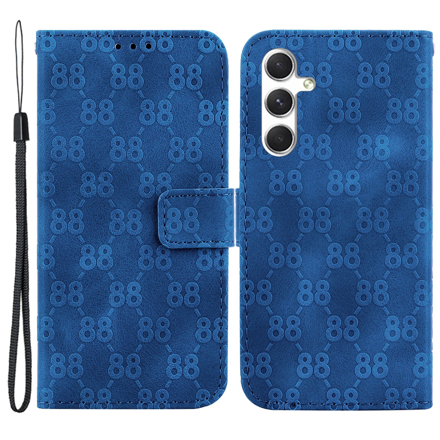 For Samsung Galaxy S24+ Case Wallet Stand Double 8-Shape Phone Cover - Dark Blue