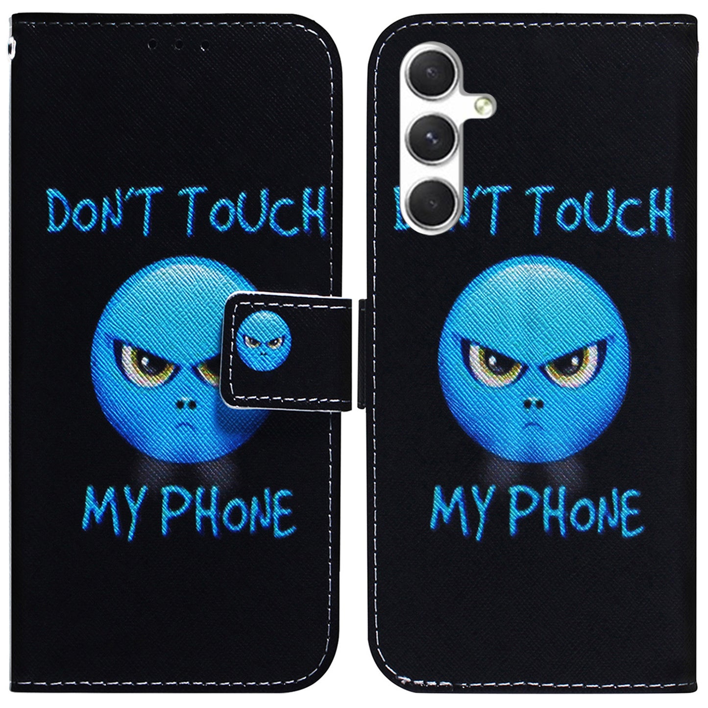 For Samsung Galaxy S24 Case Pattern Printing Leather Cover with Wallet Stand - Don't Touch My Phone
