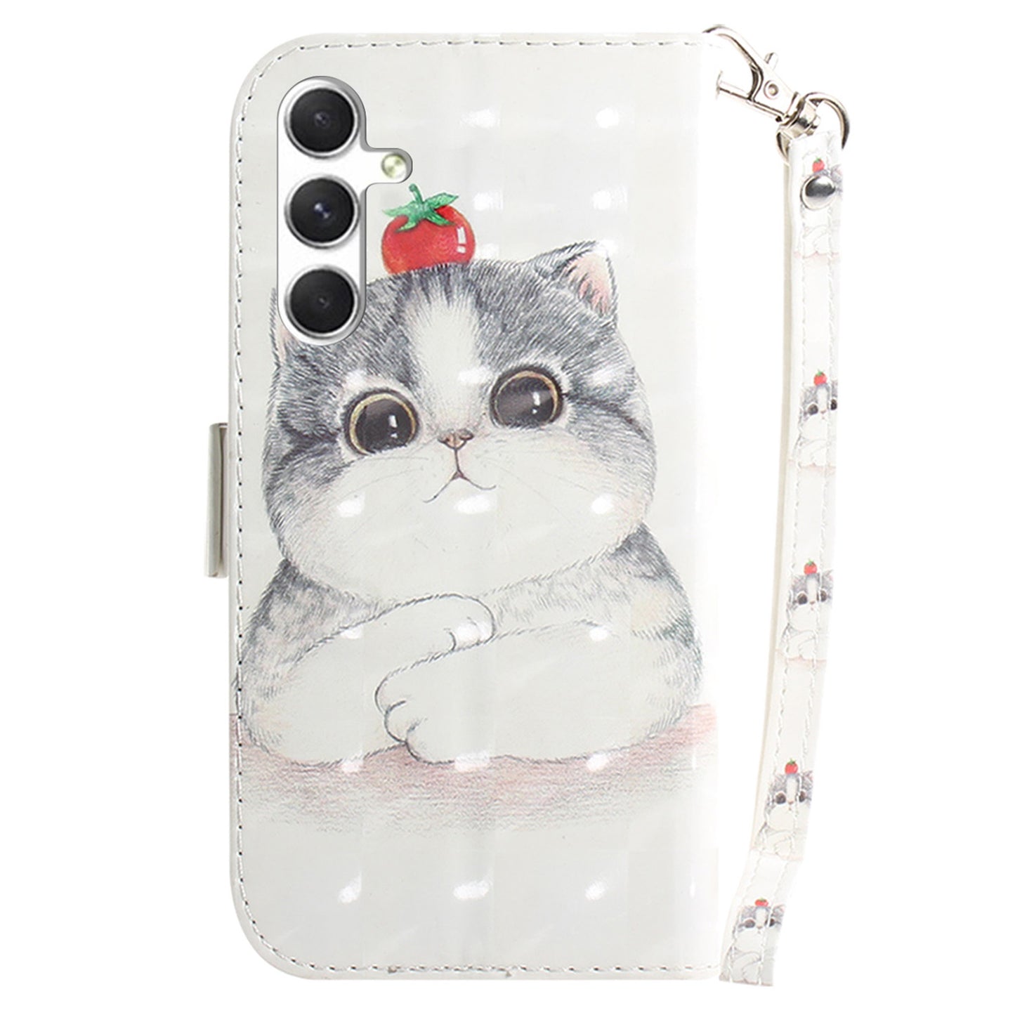 Pattern Printed PU Flip Cover for Samsung Galaxy S24+ Case Shockproof Wallet Phone Case with Strap - Cute Cat