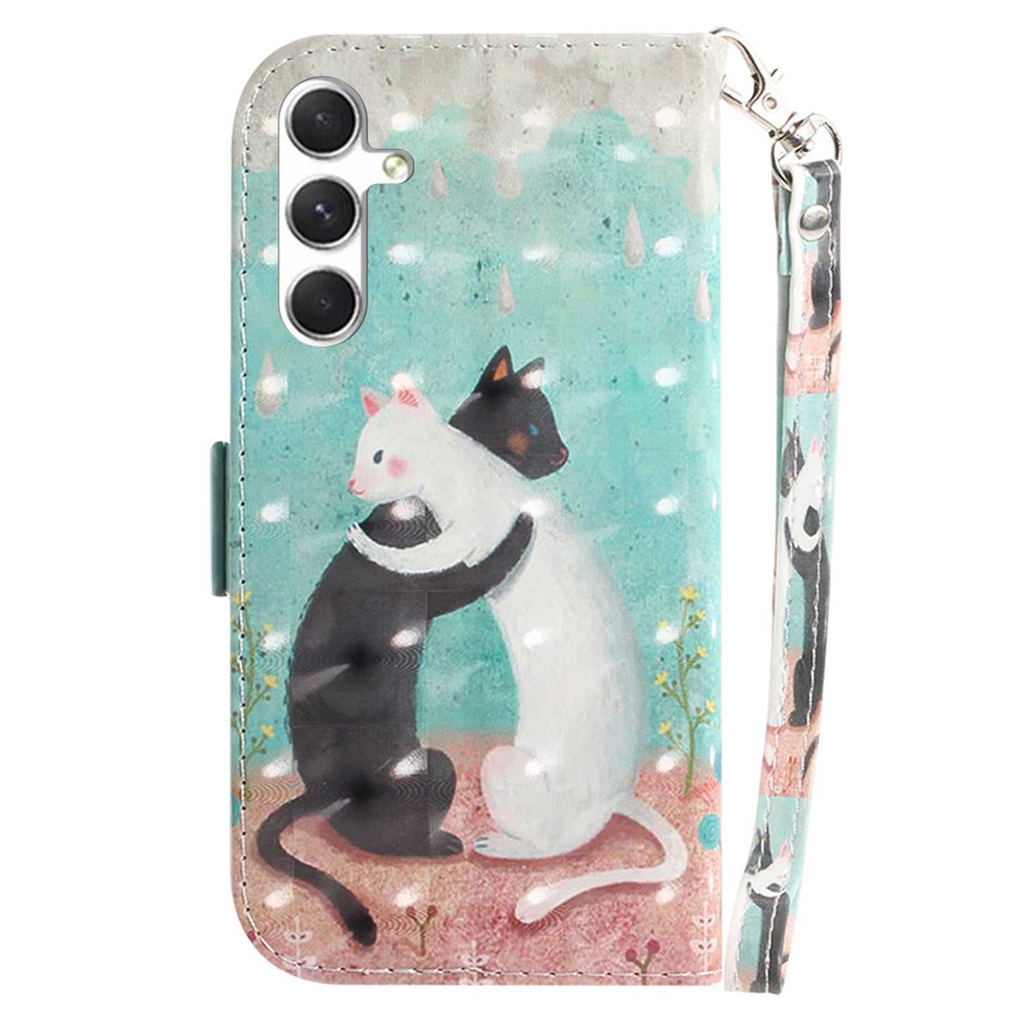 Pattern Printed PU Flip Cover for Samsung Galaxy S24+ Case Shockproof Wallet Phone Case with Strap - Two Cats