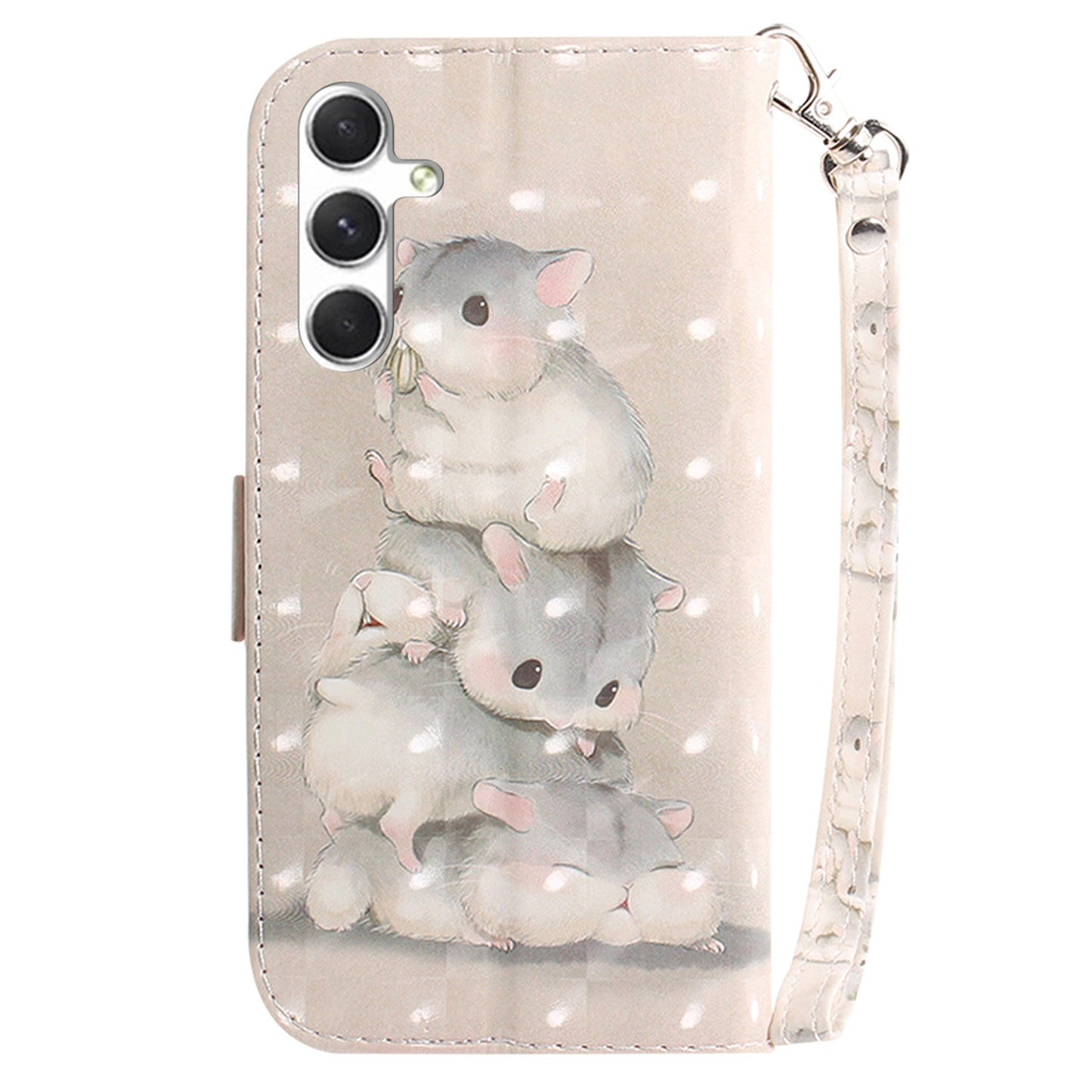 Pattern Printed PU Flip Cover for Samsung Galaxy S24+ Case Shockproof Wallet Phone Case with Strap - Stacking Squirrels