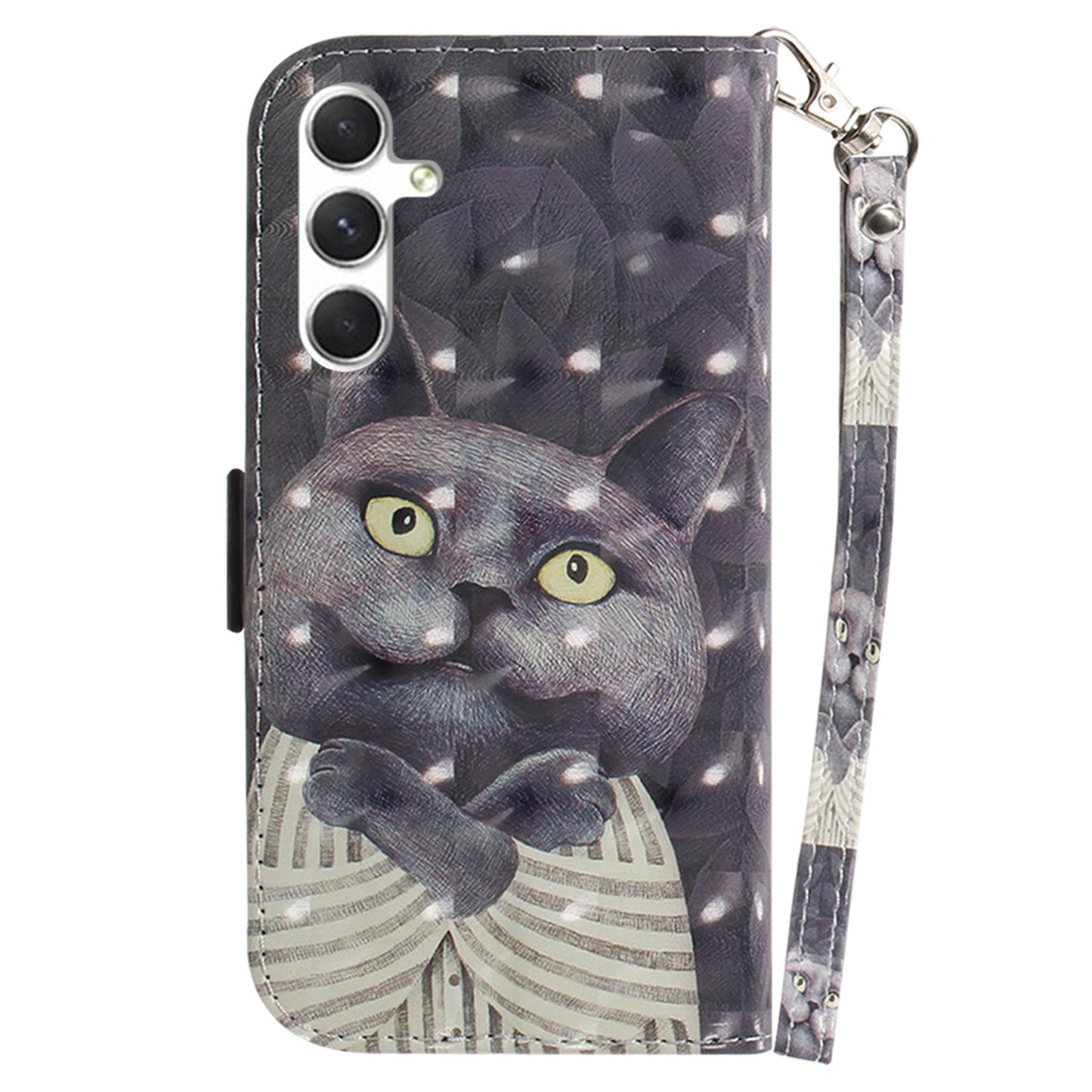 Pattern Printed PU Flip Cover for Samsung Galaxy S24+ Case Shockproof Wallet Phone Case with Strap - Embracing Cat