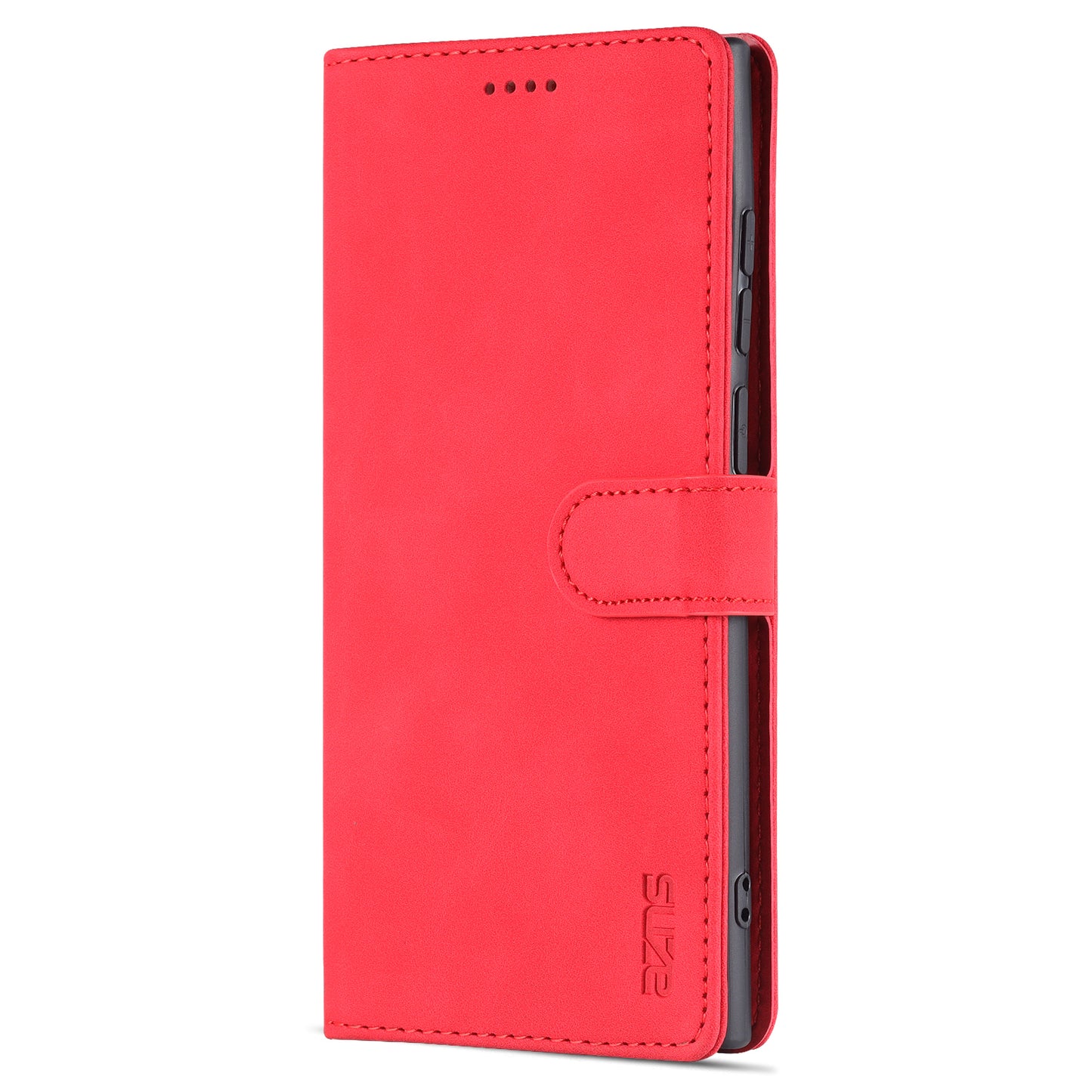 AZNS For Samsung Galaxy S24 Ultra Case Leather Protected Fully Folio Flip Stand Phone Shell - Red