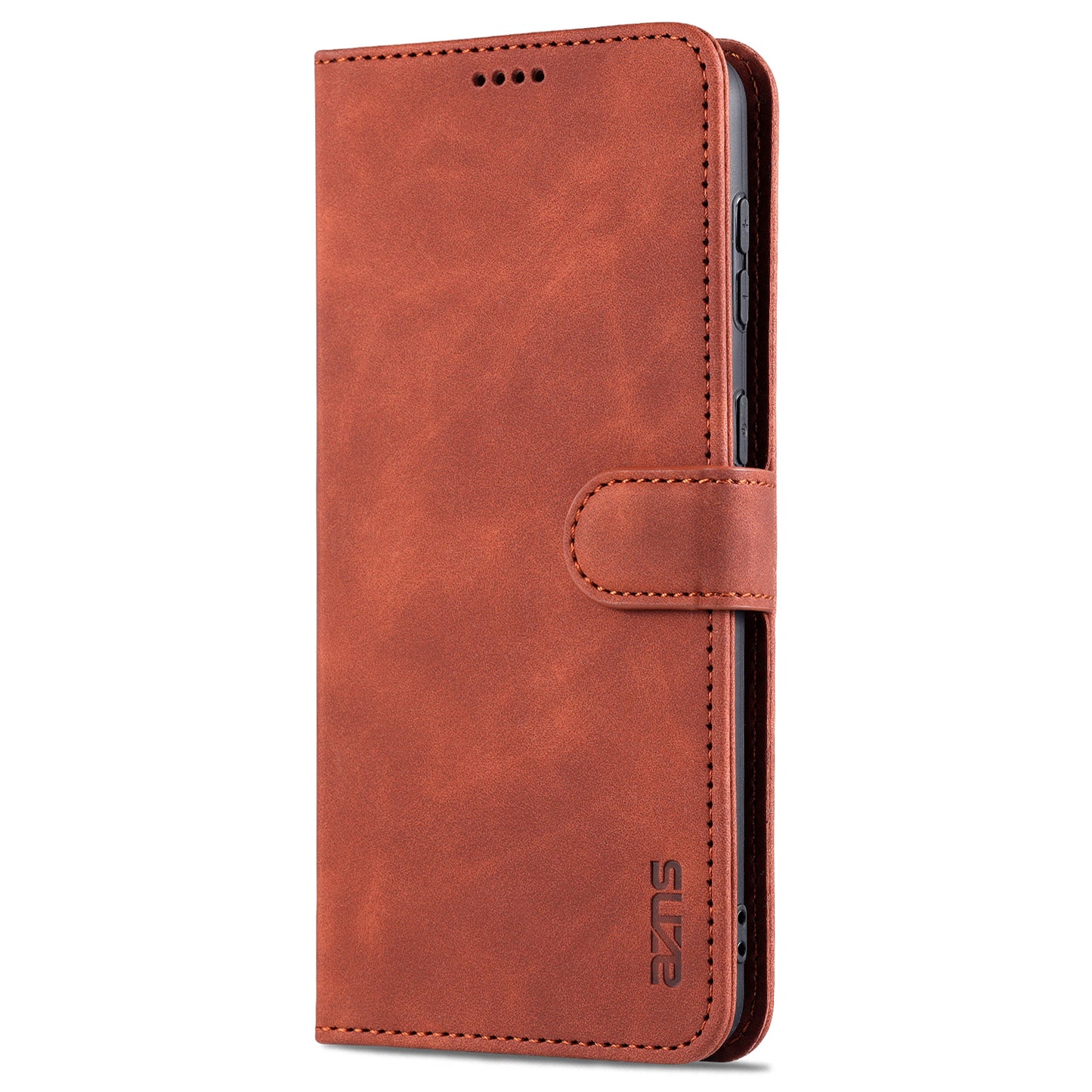 AZNS For Samsung Galaxy S24+ Phone Case Shockproof PU Leather Card Slots Phone Cover - Brown