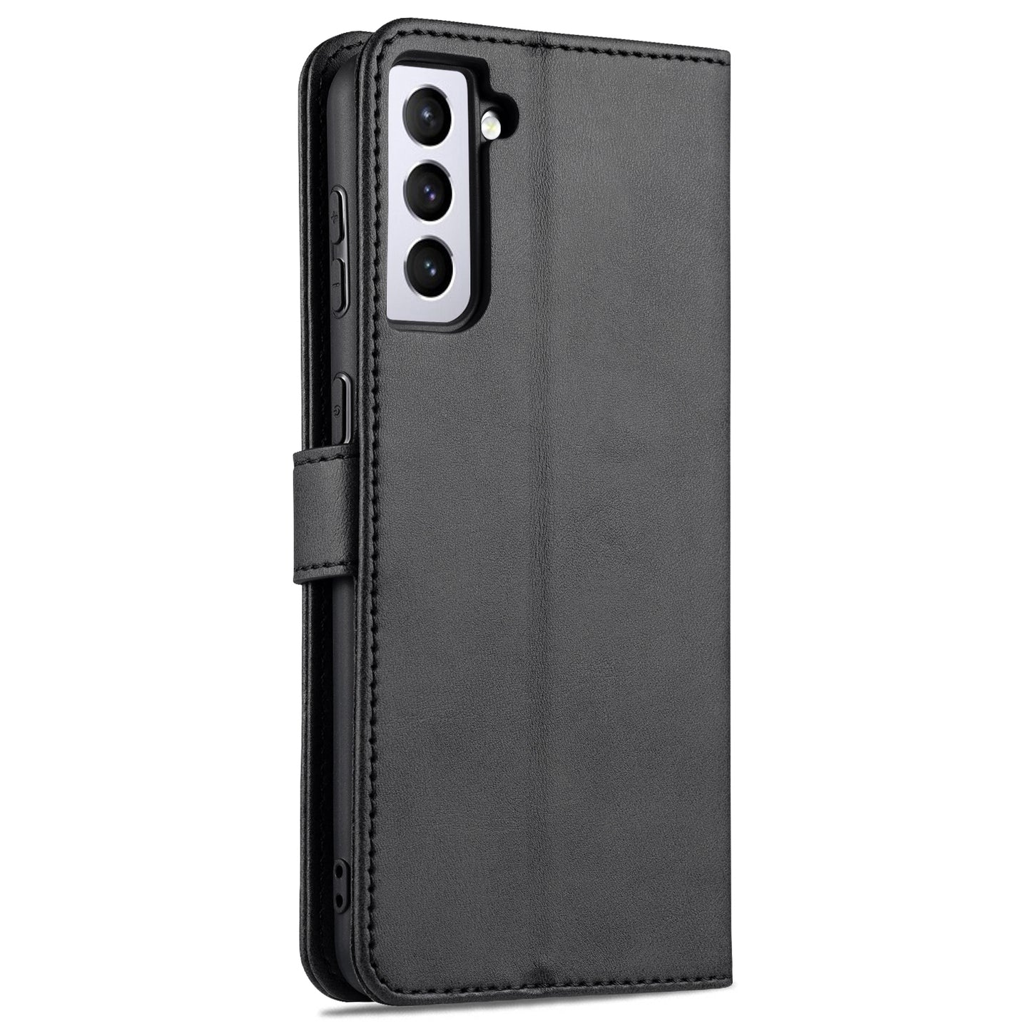 AZNS For Samsung Galaxy S24+ Phone Case Shockproof PU Leather Card Slots Phone Cover - Black