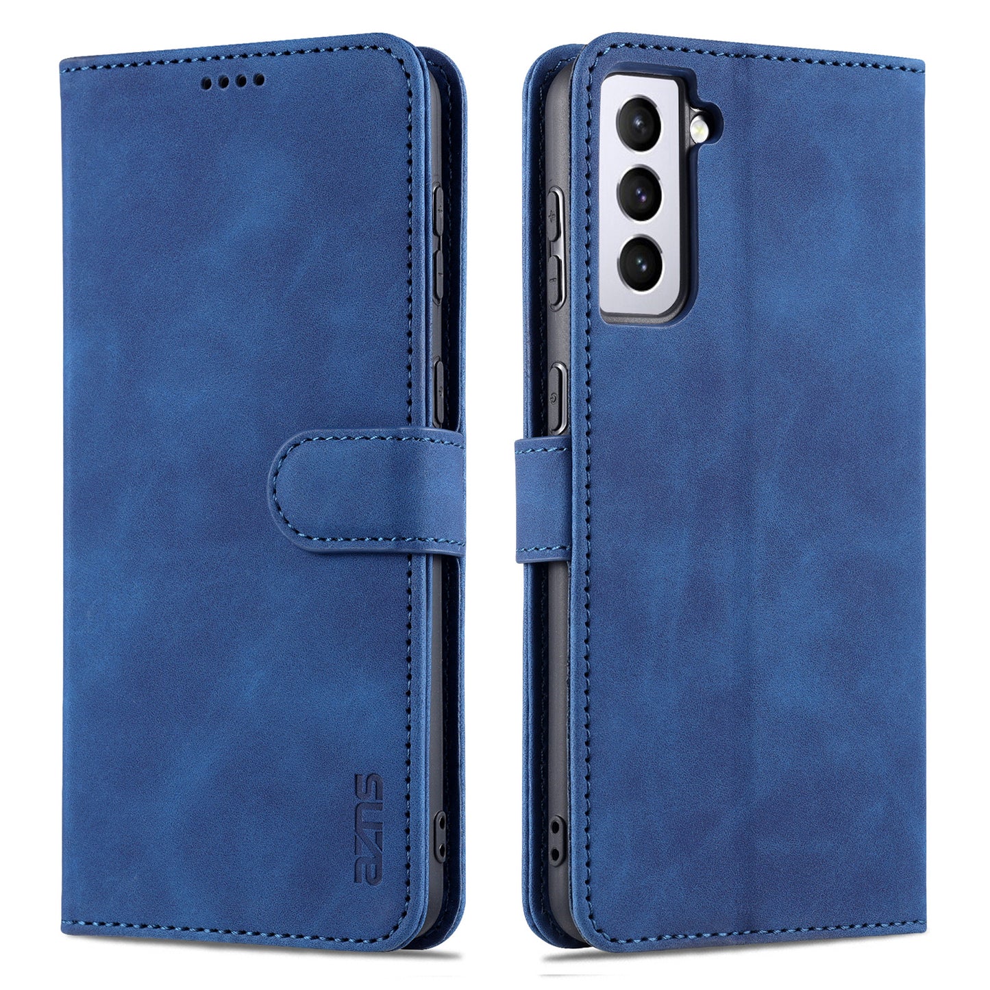 AZNS For Samsung Galaxy S24+ Phone Case Shockproof PU Leather Card Slots Phone Cover - Blue