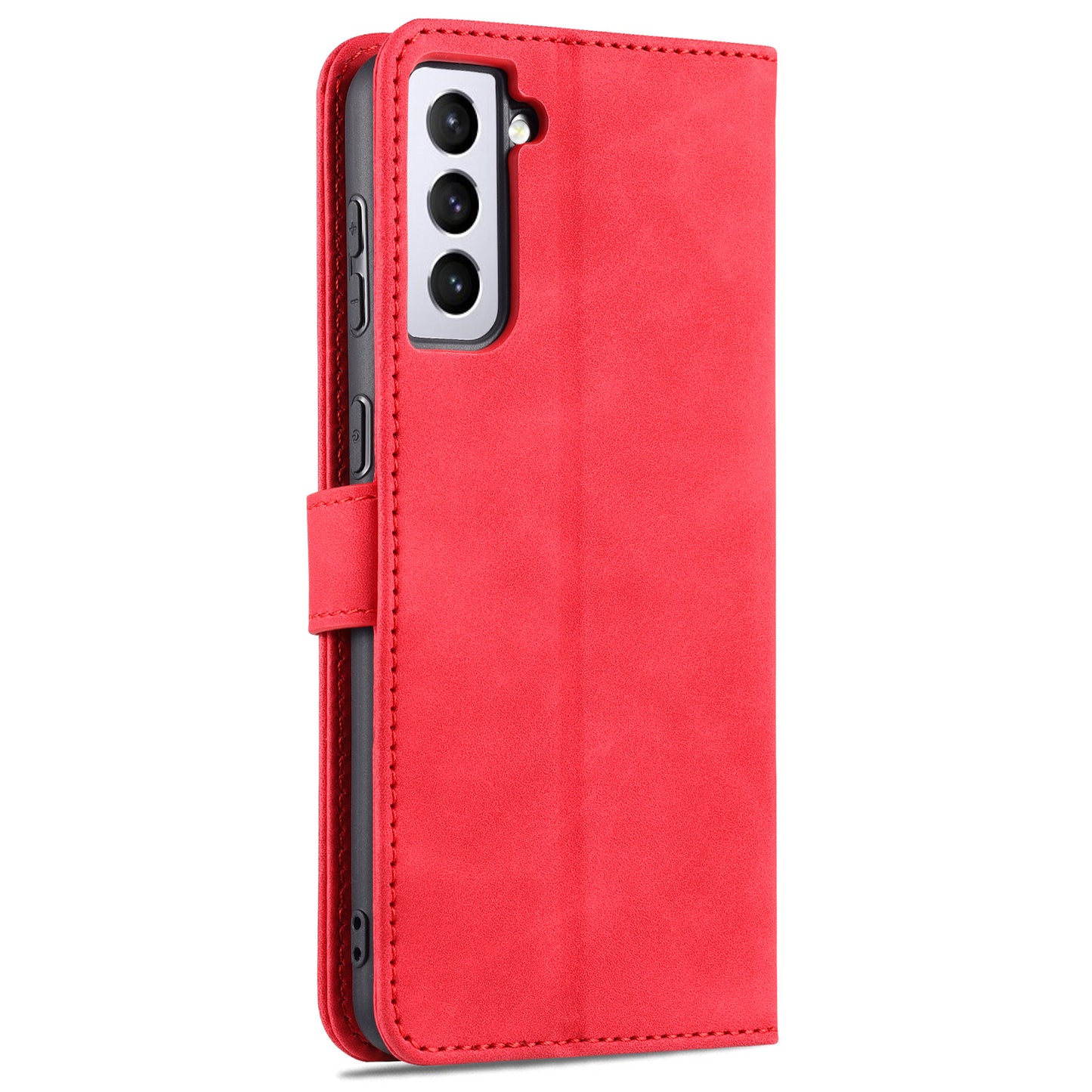 AZNS For Samsung Galaxy S24+ Phone Case Shockproof PU Leather Card Slots Phone Cover - Red