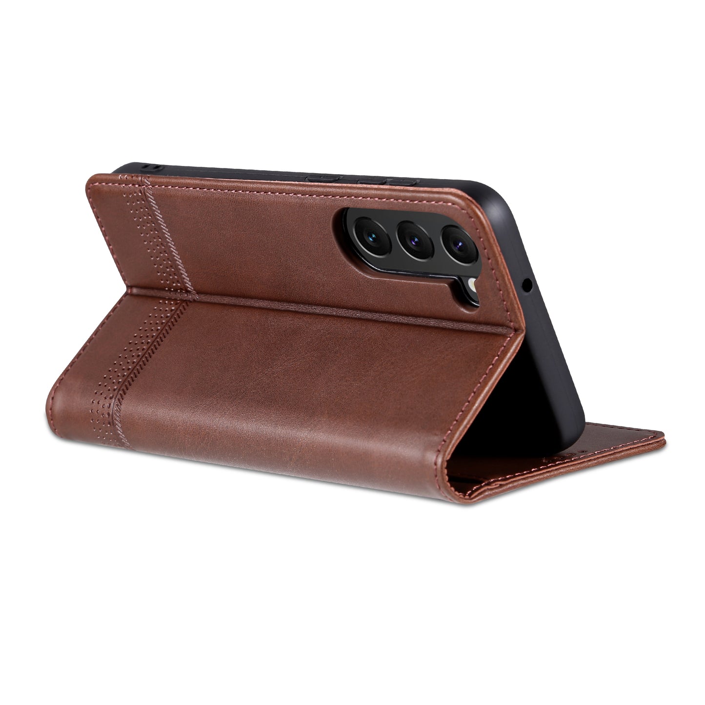 AZNS For Samsung Galaxy S24 Case PU Leather+TPU Magnetic Suction Phone Shell Cover - Coffee