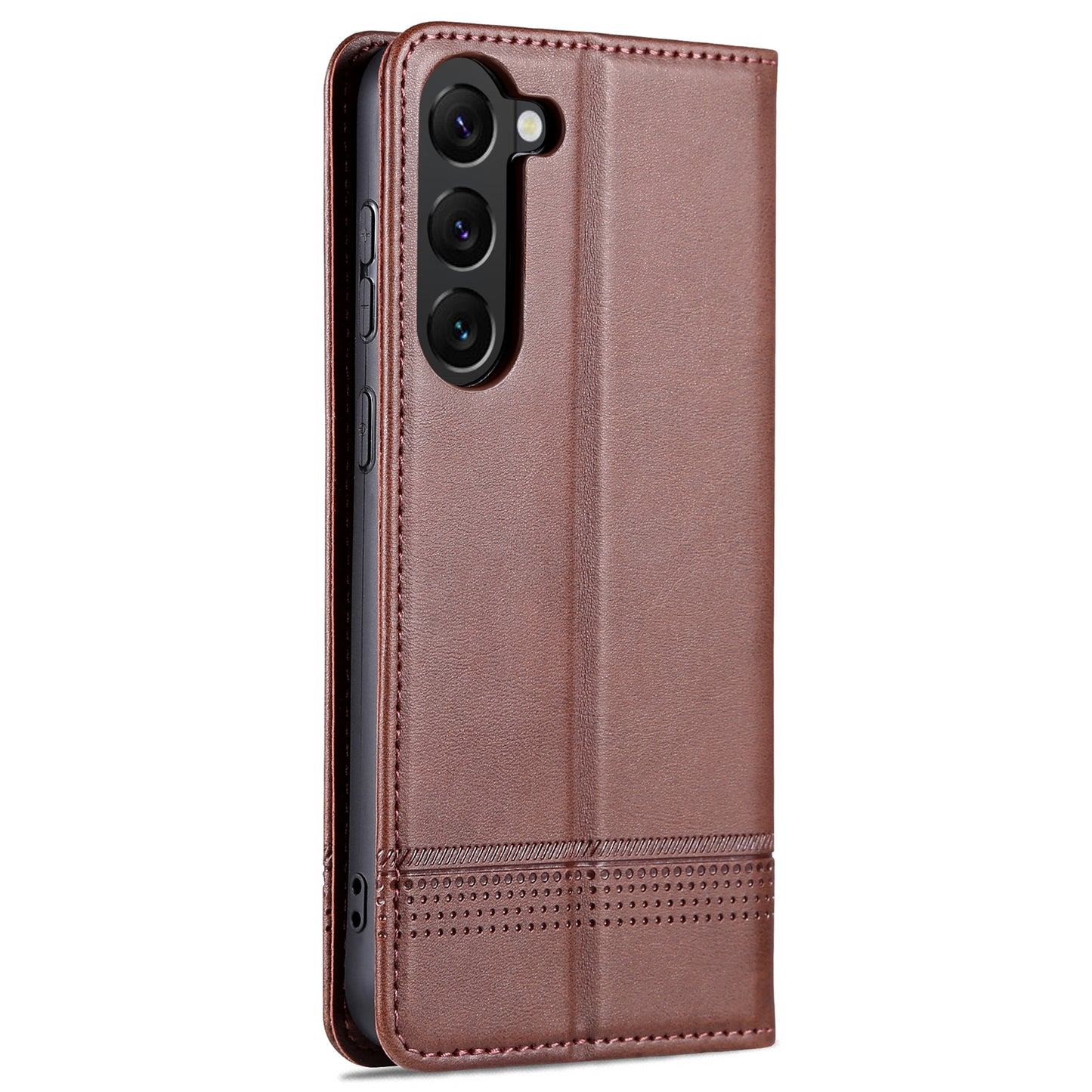 AZNS For Samsung Galaxy S24 Case PU Leather+TPU Magnetic Suction Phone Shell Cover - Coffee