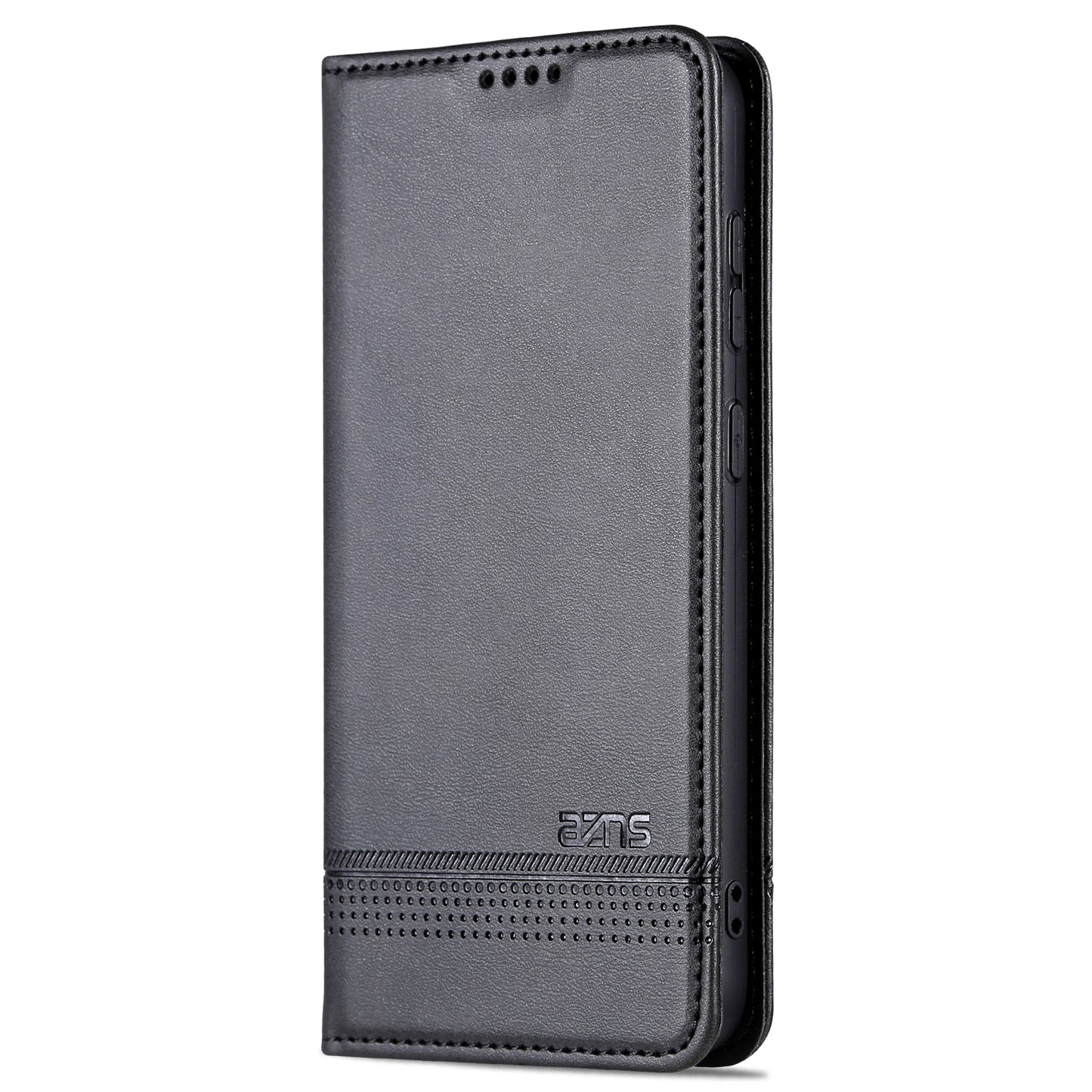 AZNS For Samsung Galaxy S24 Case PU Leather+TPU Magnetic Suction Phone Shell Cover - Black