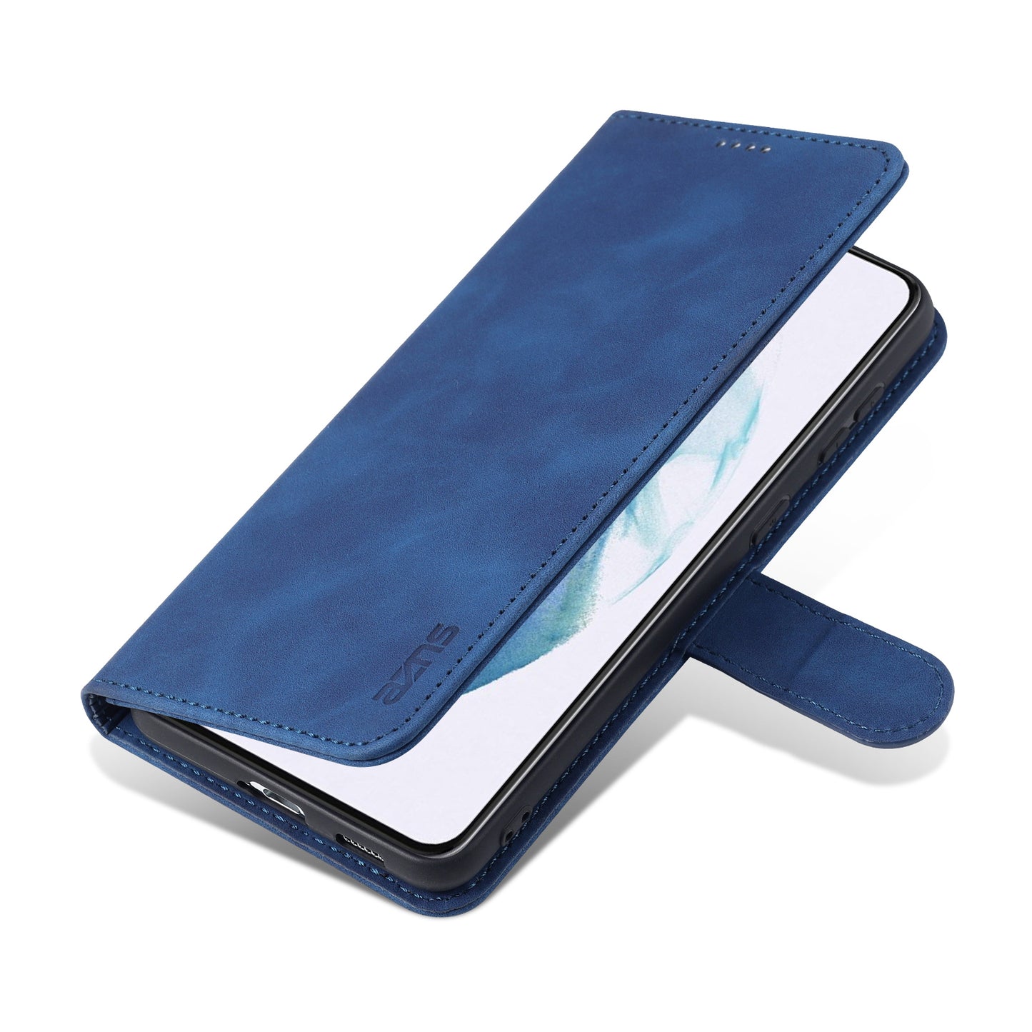AZNS For Samsung Galaxy S24 Cell Phone Case Wallet Stand PU Leather Shell Phone Cover - Blue