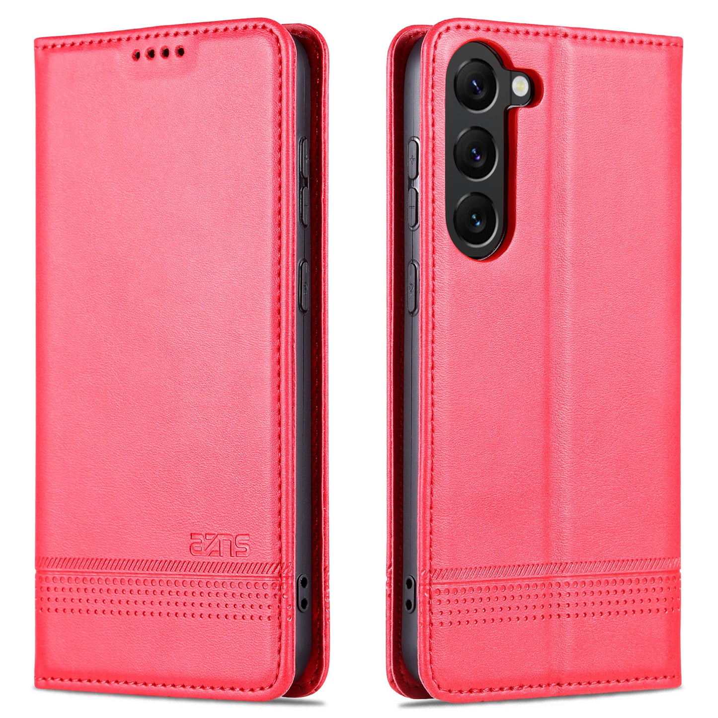 AZNS For Samsung Galaxy S24+ Case Scratch-resistant PU Leather+TPU Stand Phone Protector - Red