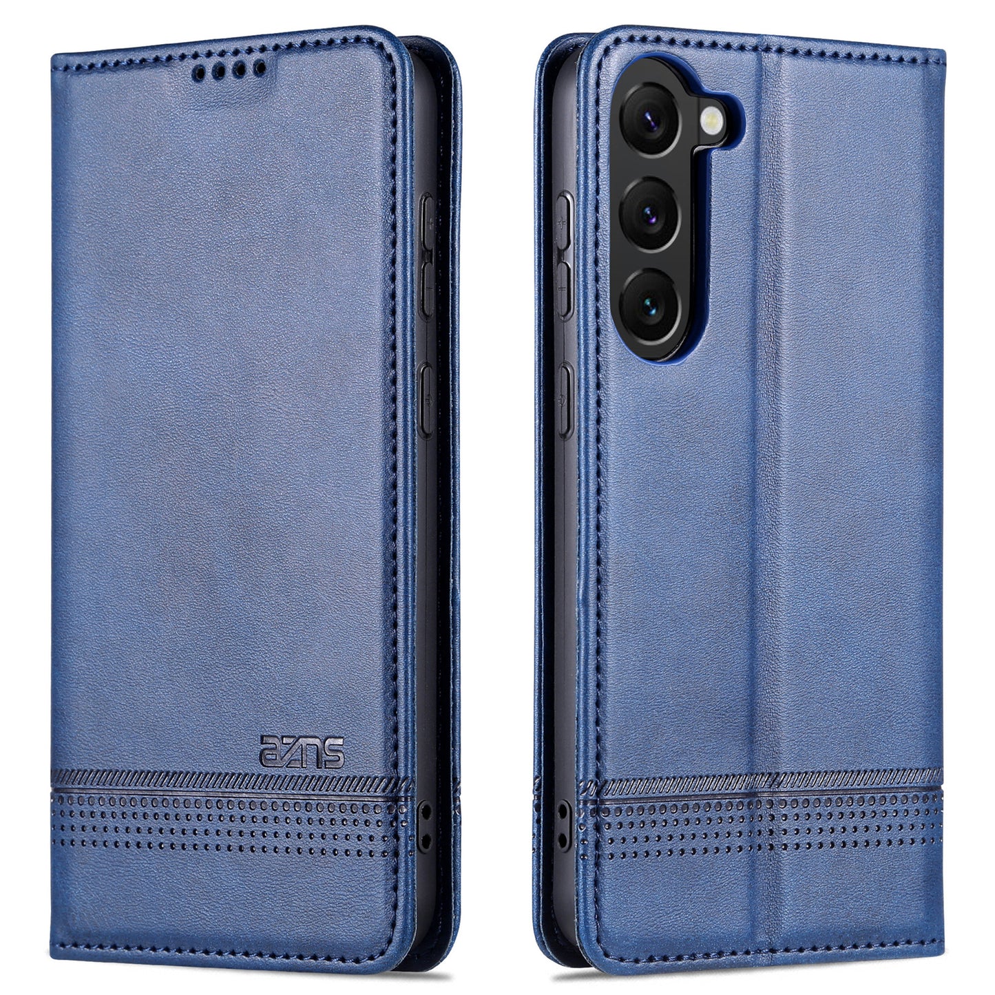 AZNS For Samsung Galaxy S24+ Case Scratch-resistant PU Leather+TPU Stand Phone Protector - Dark Blue