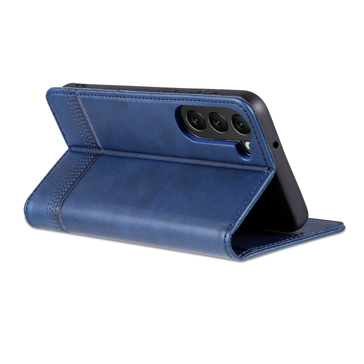 AZNS For Samsung Galaxy S24+ Case Scratch-resistant PU Leather+TPU Stand Phone Protector - Dark Blue