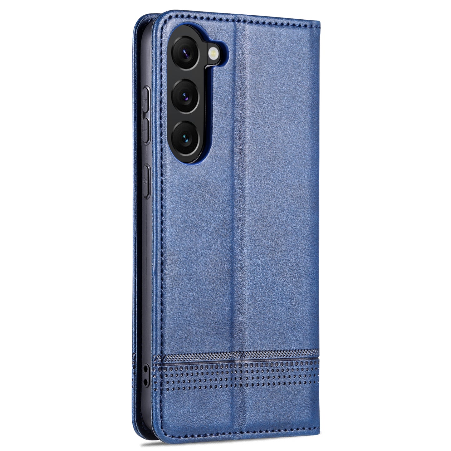 AZNS For Samsung Galaxy S24+ Case Scratch-resistant PU Leather+TPU Stand Phone Protector - Dark Blue