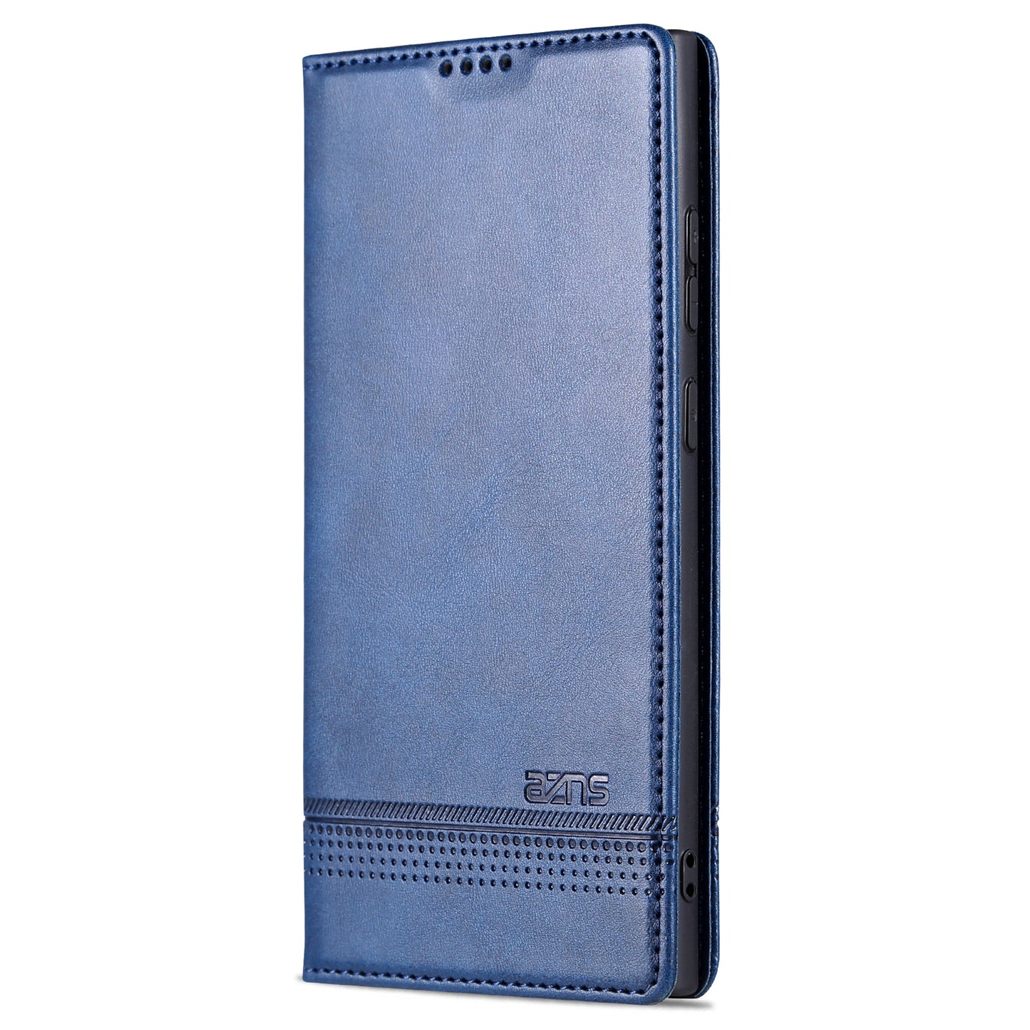 AZNS For Samsung Galaxy S24 Ultra Case Magnetic Suction Leather Phone Cover with Wallet Stand - Dark Blue