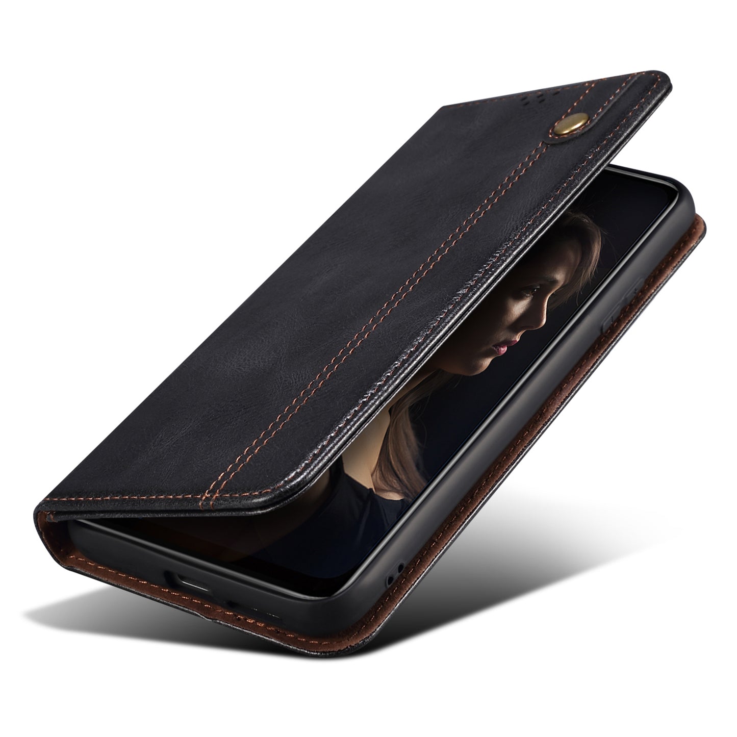 For Xiaomi Redmi Note 13 Pro 5G / Poco X6 5G Case PU Leather Anti-drop Stand Phone Protector - Black