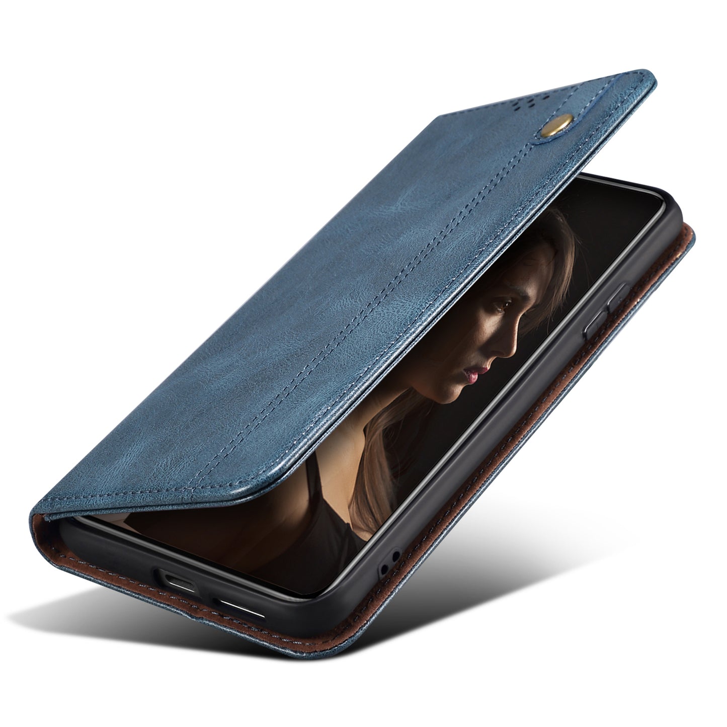 For Xiaomi Redmi Note 13 5G Case PU Leather Crazy Horse Wallet Mobile Phone Cover - Blue