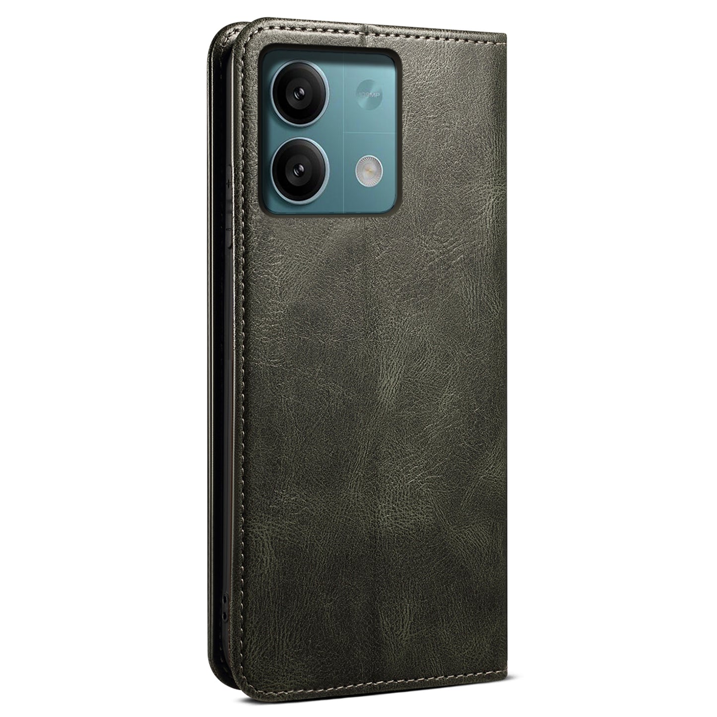 For Xiaomi Redmi Note 13 5G Case PU Leather Crazy Horse Wallet Mobile Phone Cover - Green