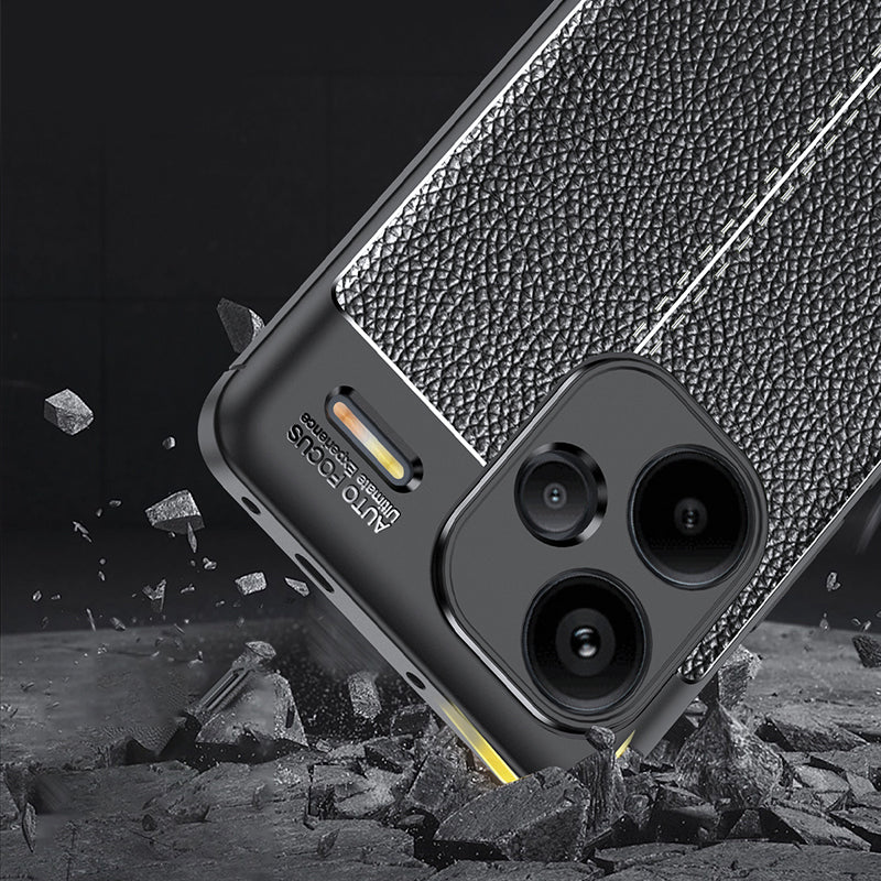 For Xiaomi Redmi Note 13 Pro+ Case Litchi Texture TPU Shockproof Shell Phone Cover - Black