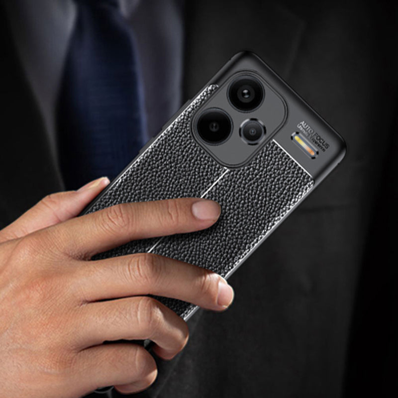 For Xiaomi Redmi Note 13 Pro+ Case Litchi Texture TPU Shockproof Shell Phone Cover - Black