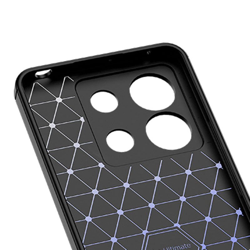 Litchi Texture Phone Cover For Xiaomi Redmi Note 13 5G Case TPU Shockproof Shell - Black