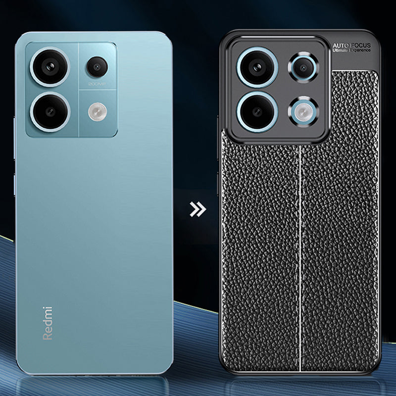 For Xiaomi Redmi Note 13 Pro 5G / Poco X6 5G Case Shockproof Shell Litchi Texture TPU Phone Cover - Black