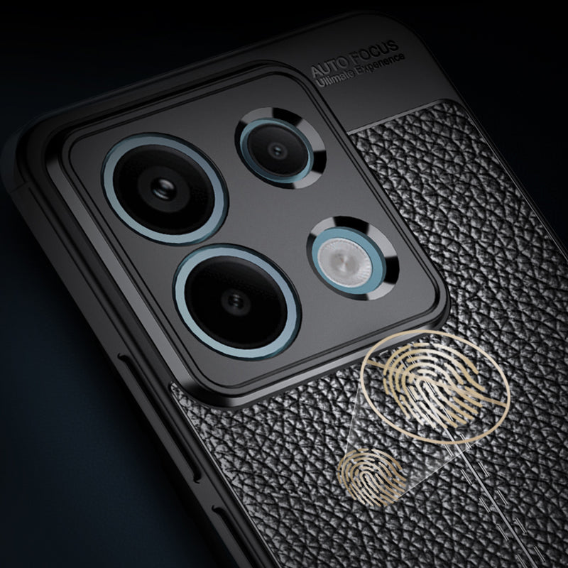 For Xiaomi Redmi Note 13 Pro 5G / Poco X6 5G Case Shockproof Shell Litchi Texture TPU Phone Cover - Black