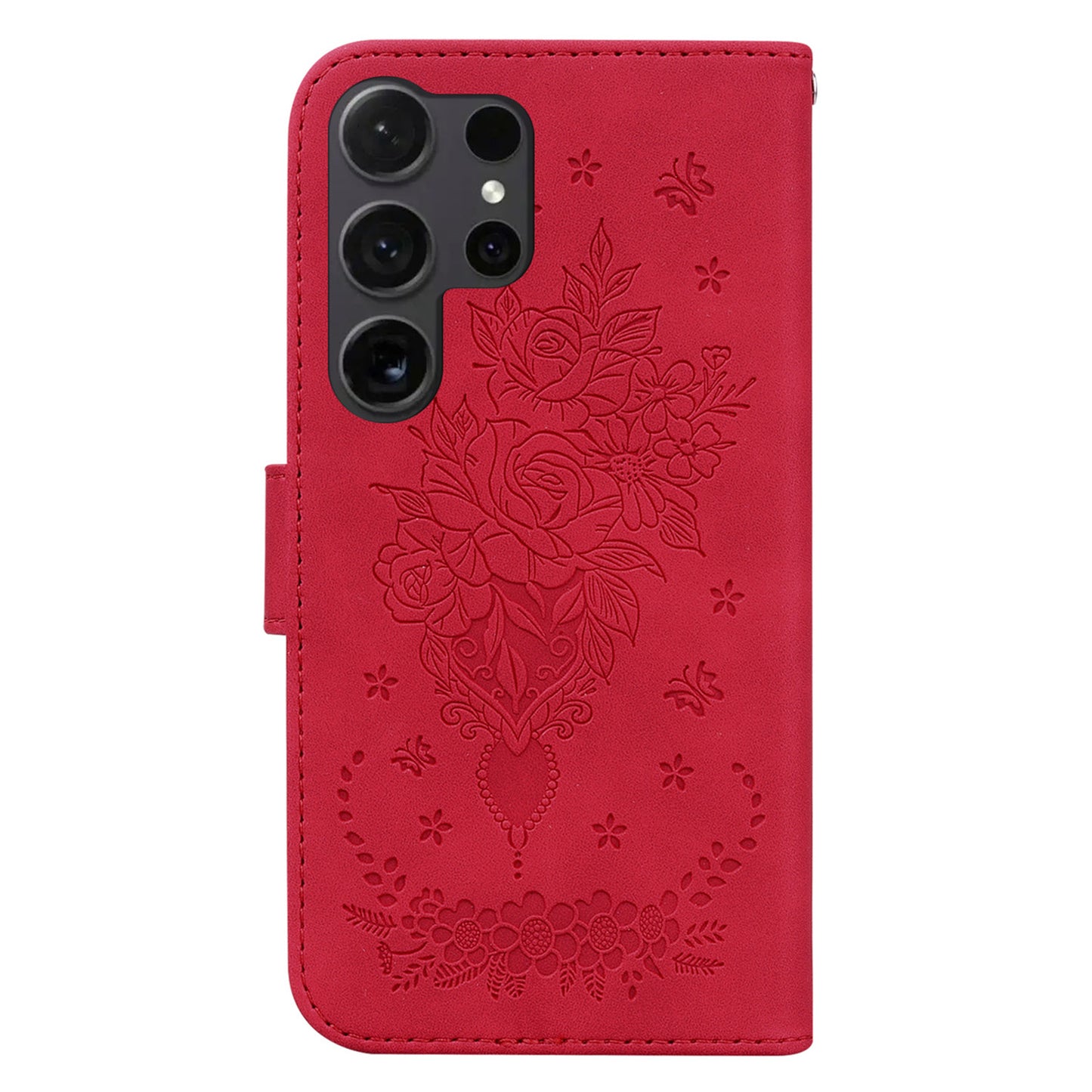 For Samsung Galaxy S24 Ultra Case Anti-fall Imprinted PU Leather Phone Cover - Red