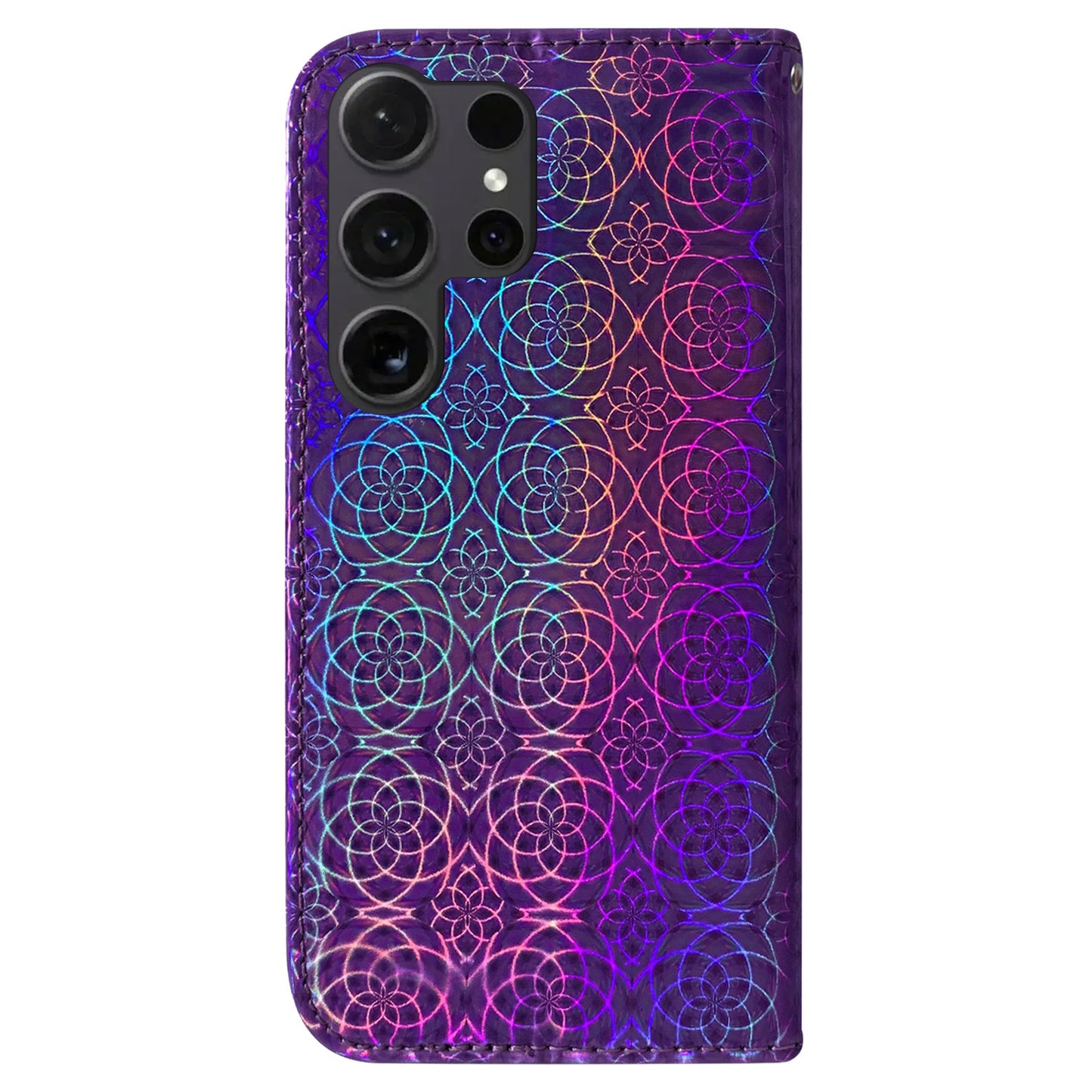 For Samsung Galaxy S24 Ultra Case Dazzling Flower Pattern Stand Cover with Wallet - Purple
